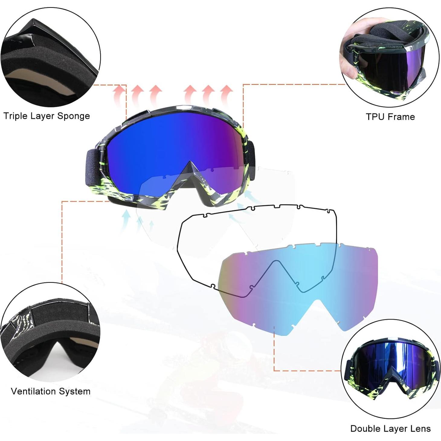 Gafas de Motocross ZukMi Verde Negro Lente Clara Anti Rayaduras