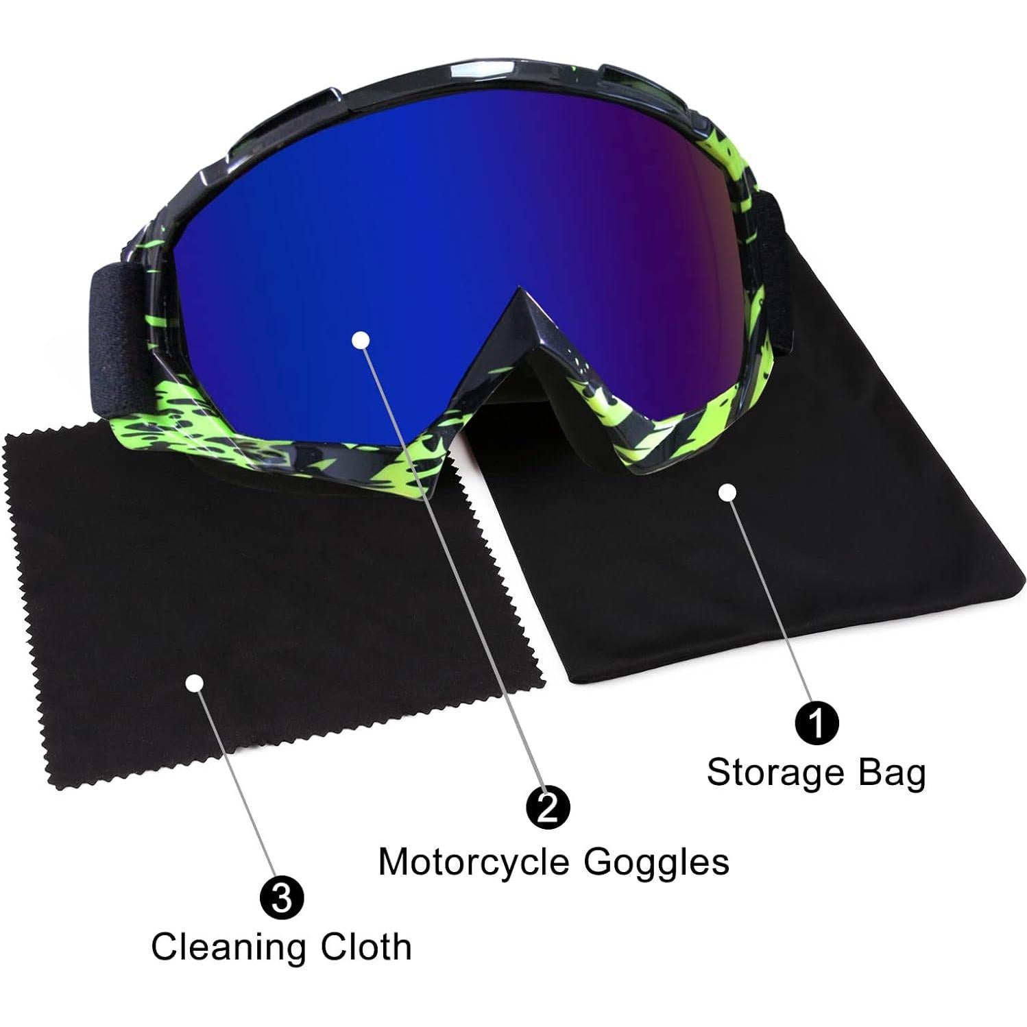 Gafas de Motocross ZukMi Verde Negro Lente Clara Anti Rayaduras