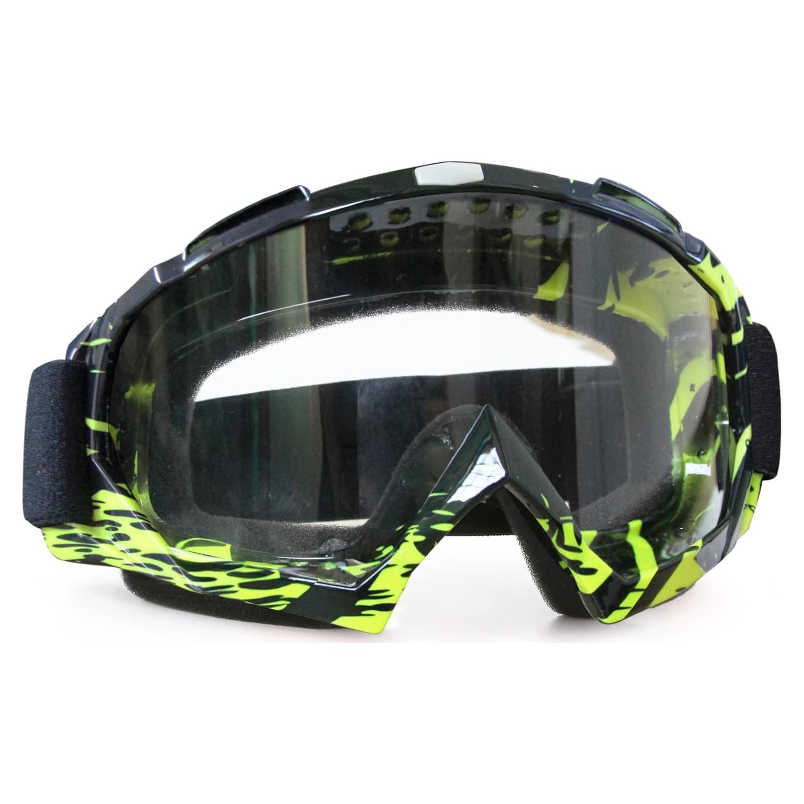 Gafas de Motocross ZukMi Verde Negro Lente Clara Ajustables
