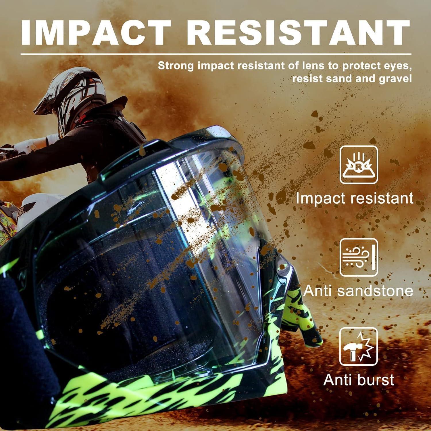 Gafas de Motocross ZukMi Verde Negro Lente Clara Ajustables