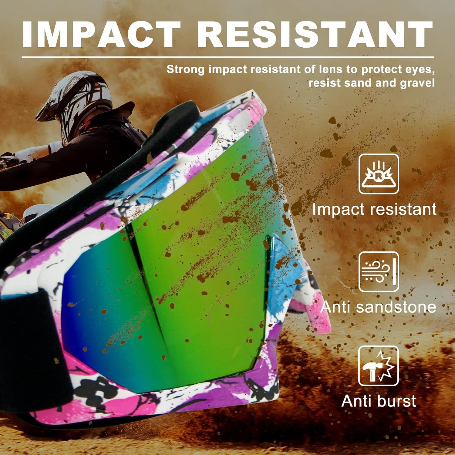 Gafas de Motocross ZukMi Unisex con Lente Rosa y Marco Flexible