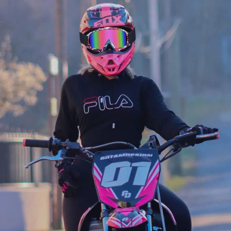 Gafas de Motocross ZukMi Unisex con Lente Rosa y Marco Flexible