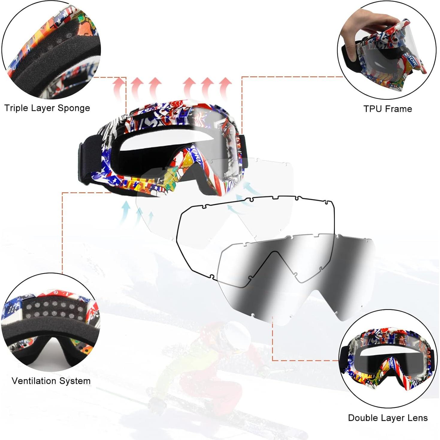 Gafas de Motocross ZukMi Marco Graffiti Lente Clara