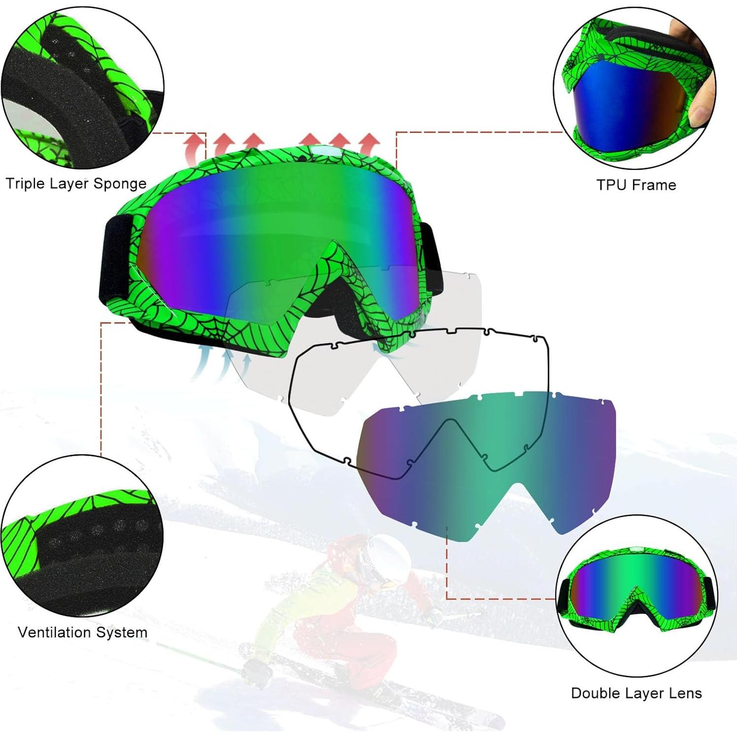 Gafas de Motocross ZukMi Lente Verde Anti Rayones