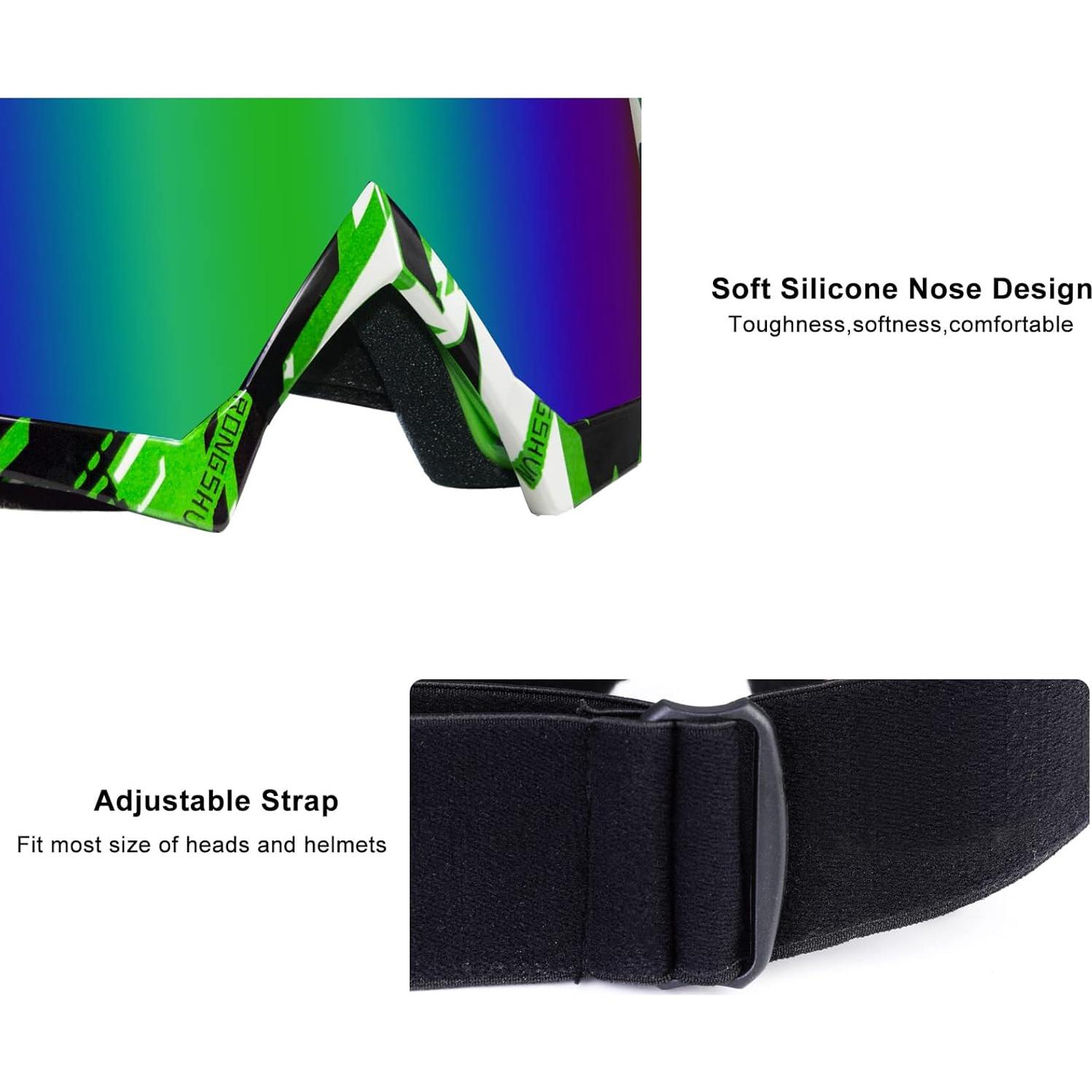 Gafas de Motocross ZukMi Verde Graffiti Lente Anti Rayaduras