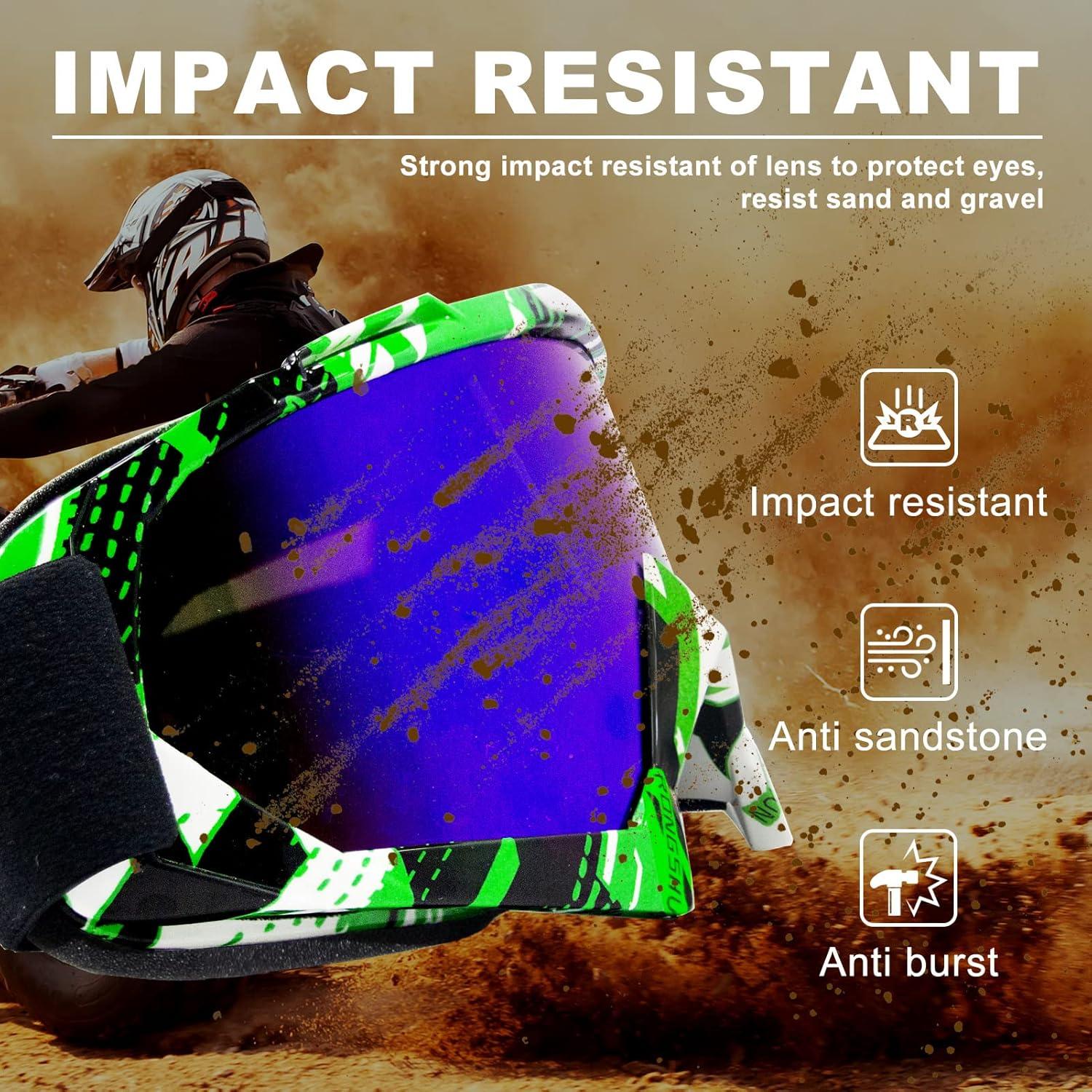 Gafas de Motocross ZukMi Verde Graffiti Lente Anti Rayaduras