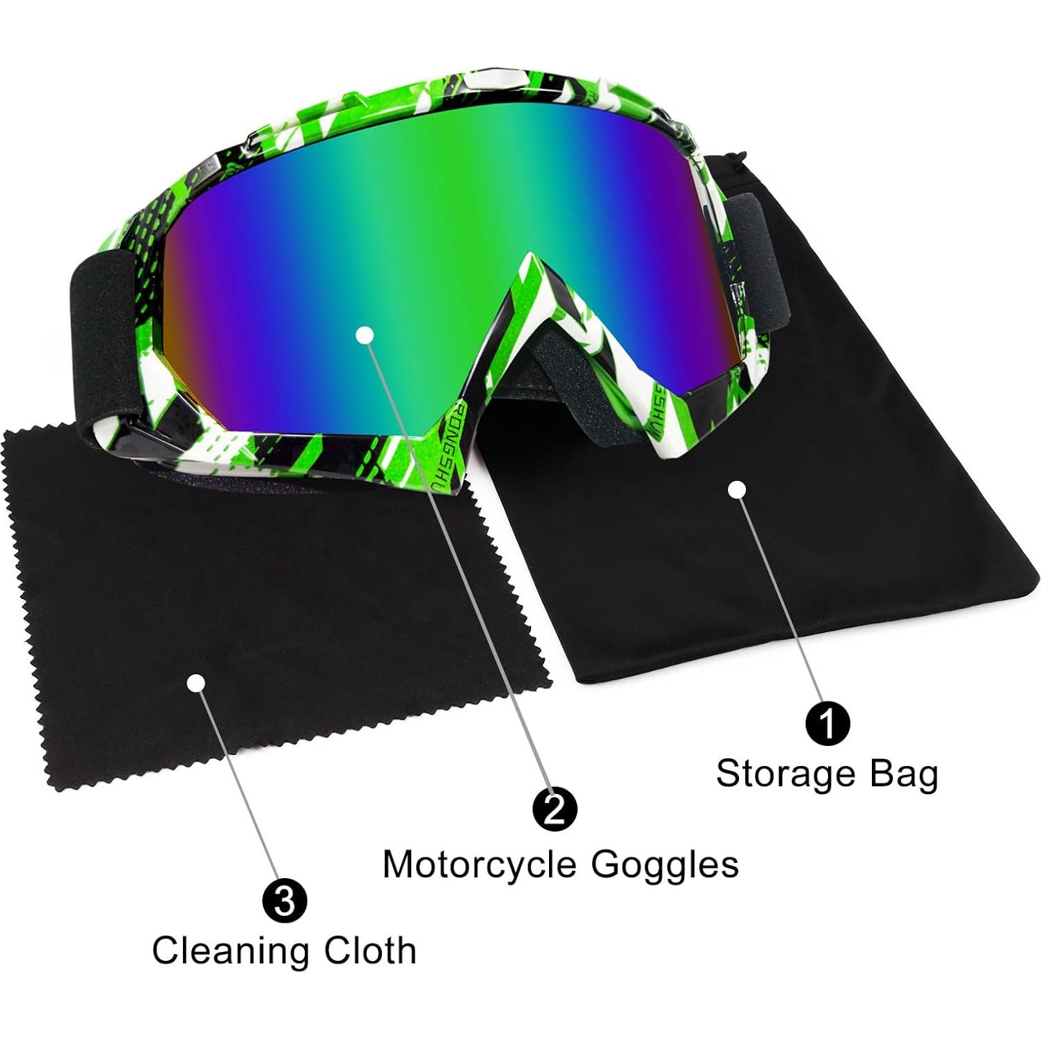 Gafas de Motocross ZukMi Verde Graffiti Lente Anti Rayaduras