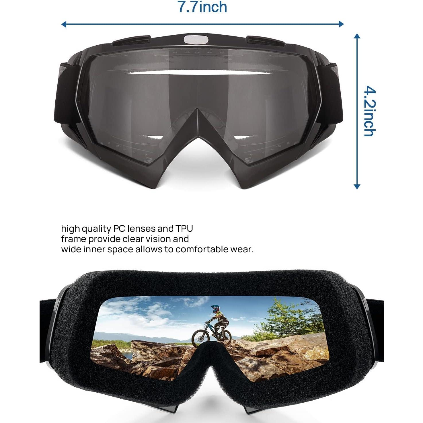 Gafas de Motocross KEMIMOTO - Protección UV y Lentes Flexibles