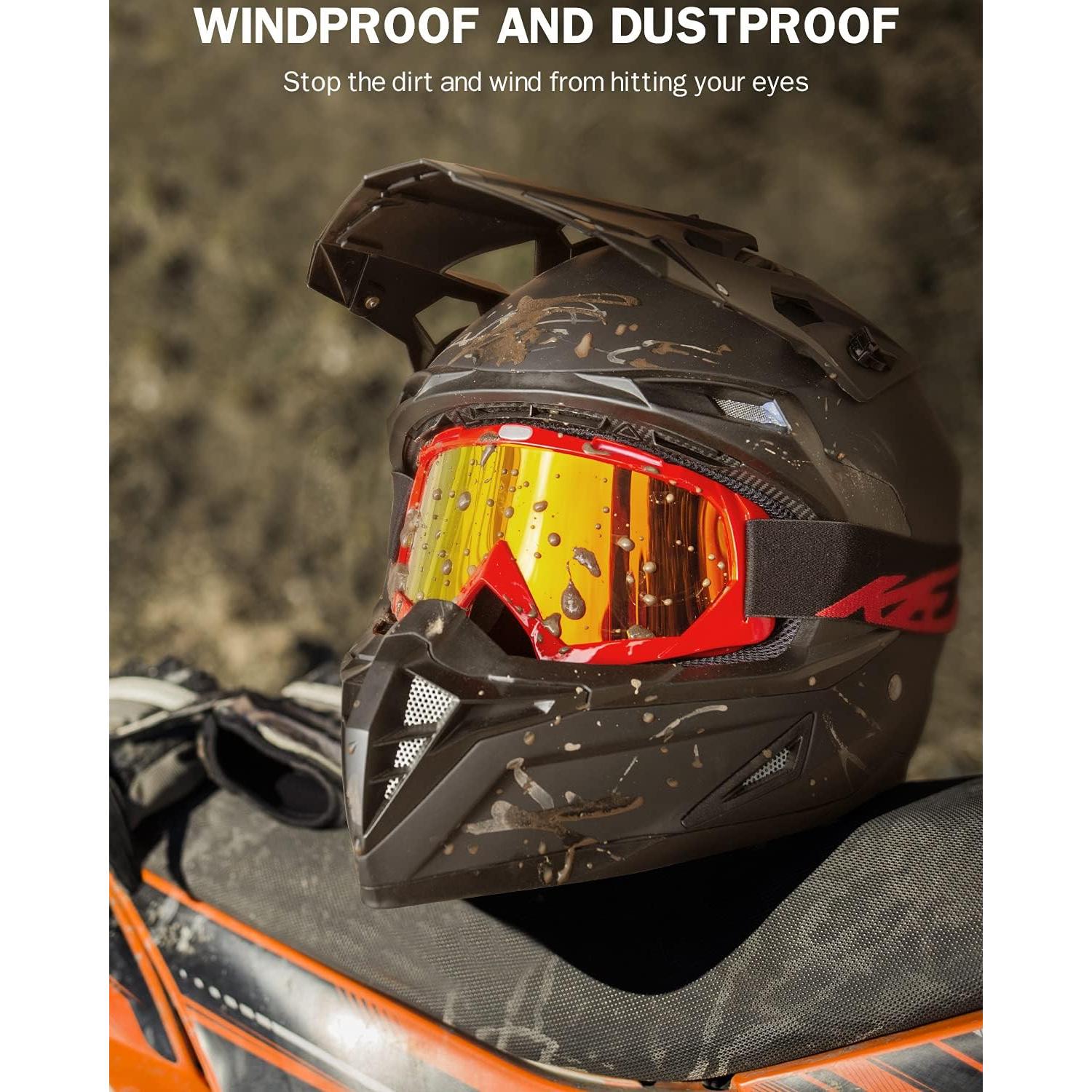 Gafas de Motocross KEMIMOTO Rojo Lente Rojo UV 100%