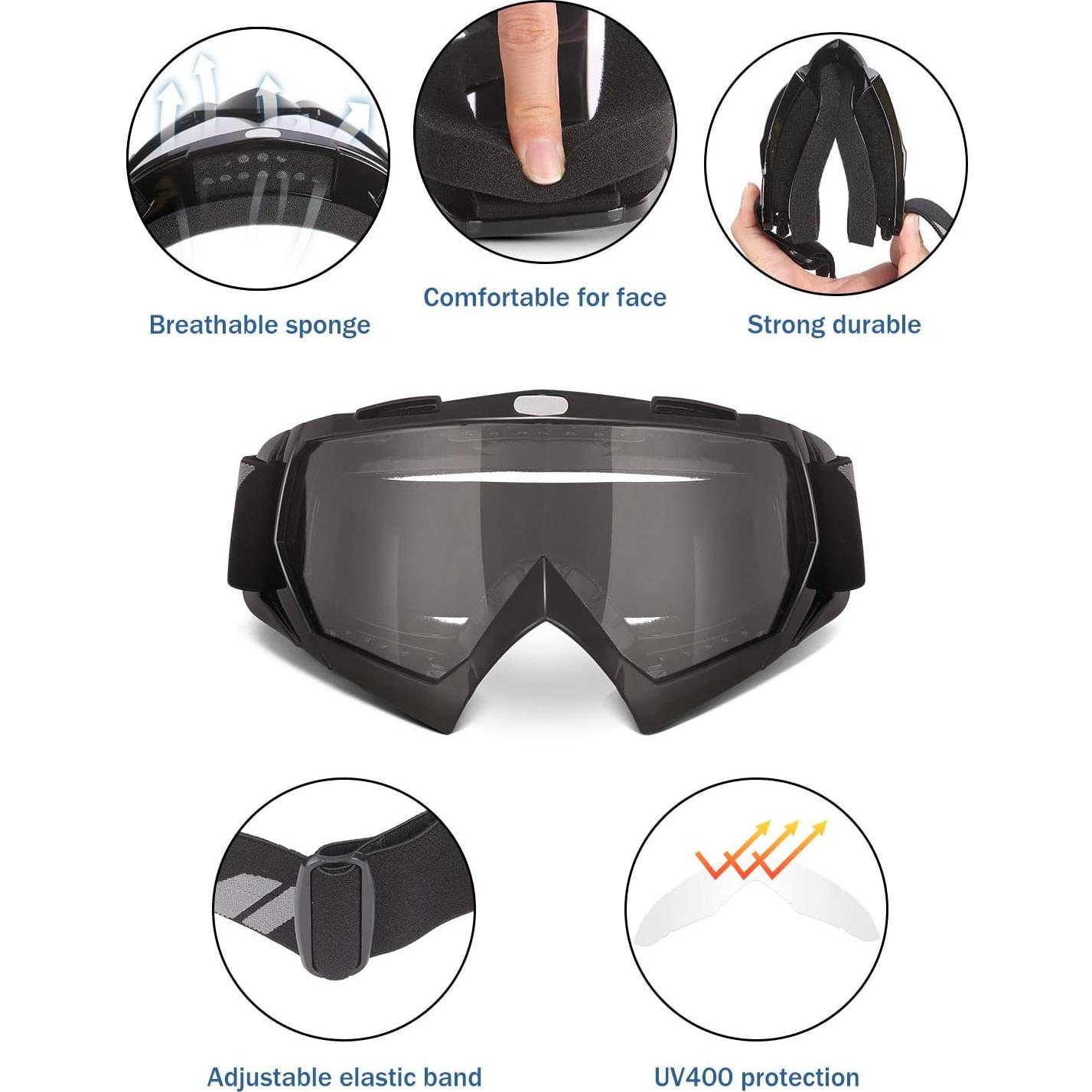 Gafas de Motocross KEMIMOTO - Protección UV y Lentes Flexibles