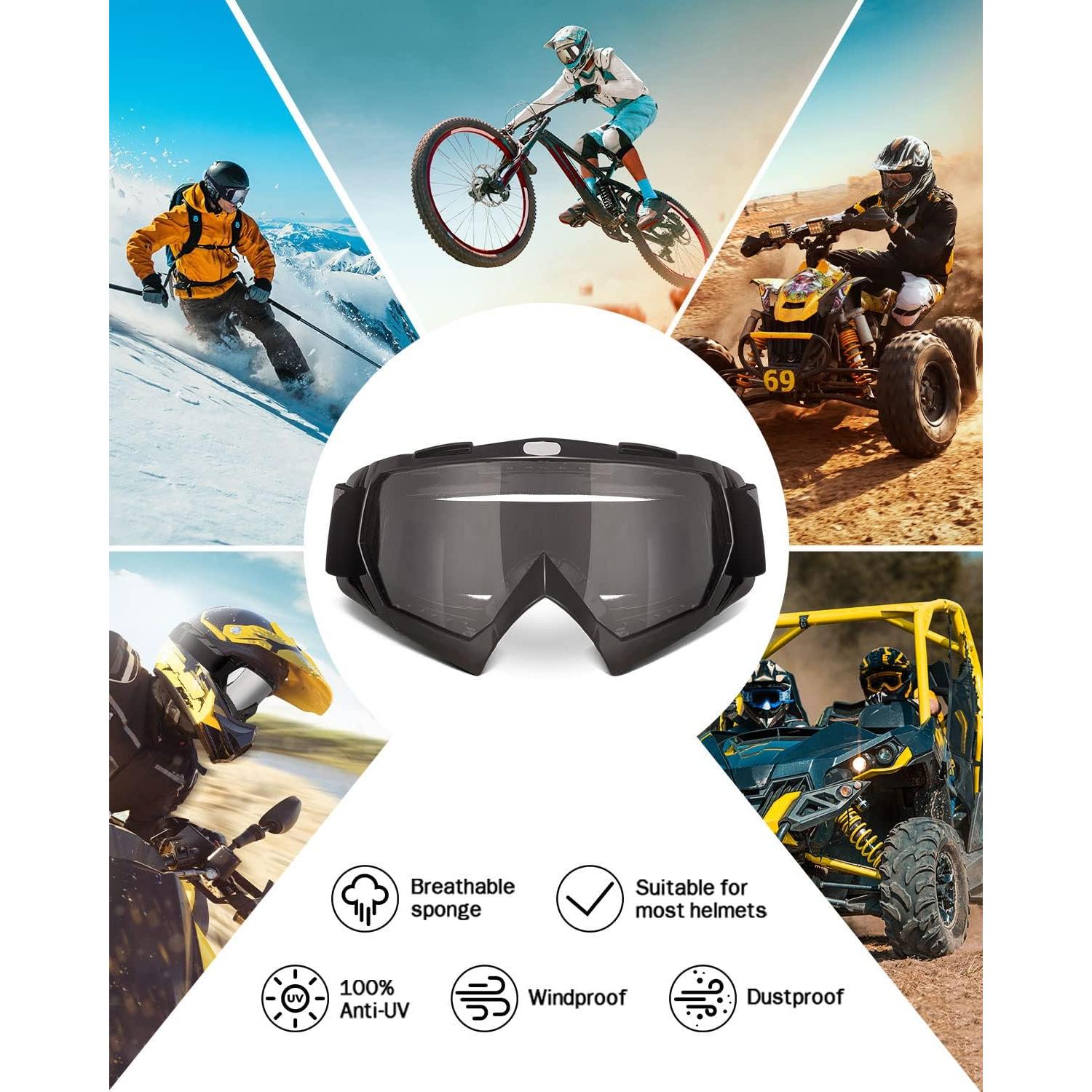 Gafas de Motocross KEMIMOTO - Protección UV y Lentes Flexibles