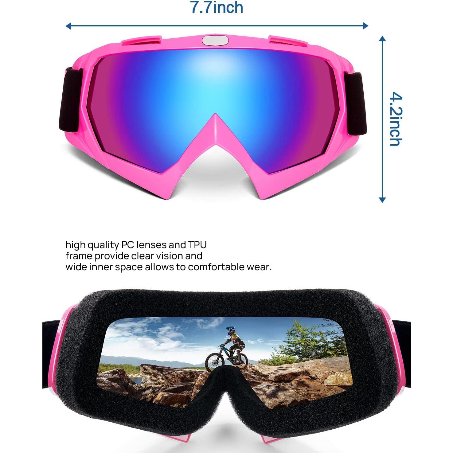 Gafas de Motocross KEMIMOTO con Protección UV - Lente Rosa
