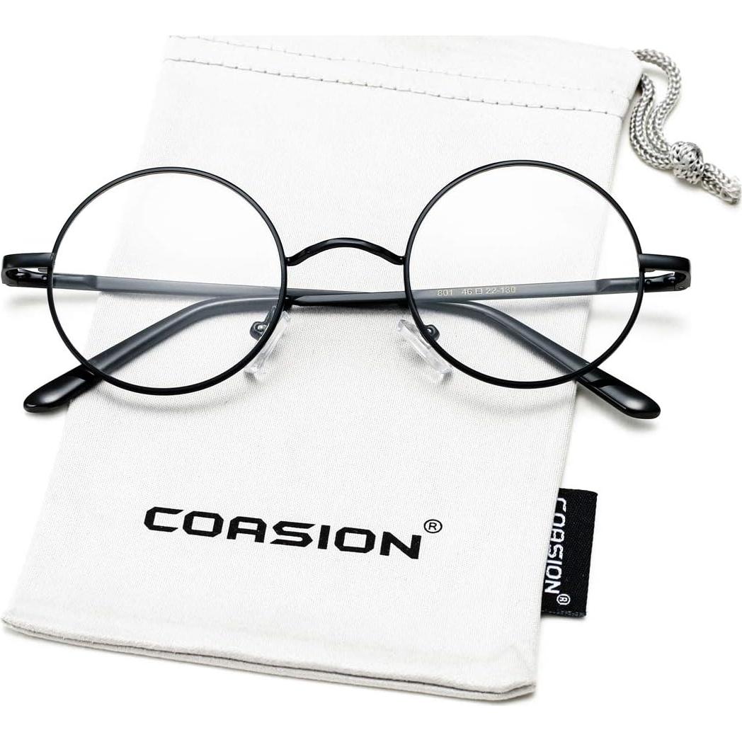 Gafas redondas vintage COASION con marco de metal sin lentes