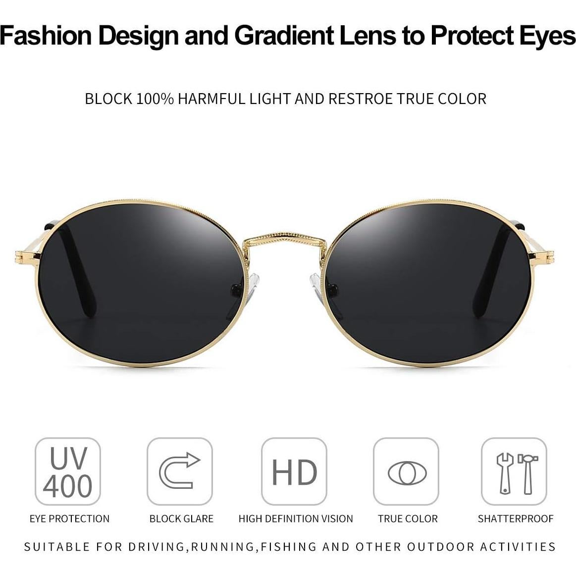 Gafas de sol ovaladas Dollger para mujeres, marco metal ligero