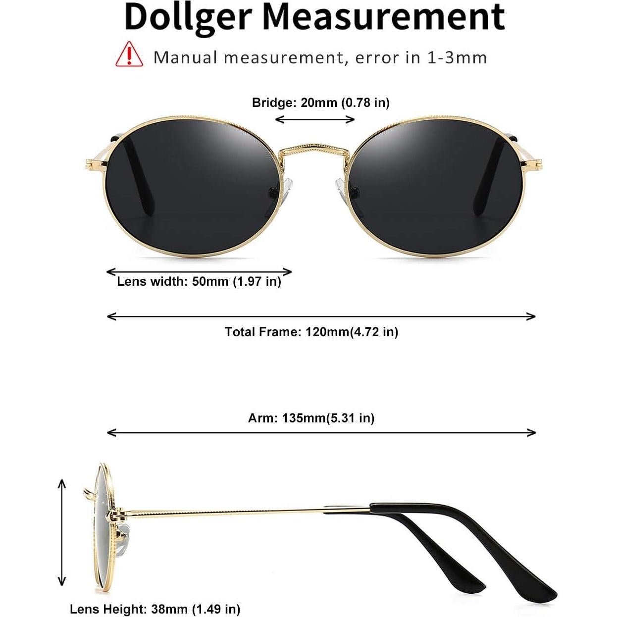 Gafas de sol ovaladas Dollger para mujeres, marco metal ligero