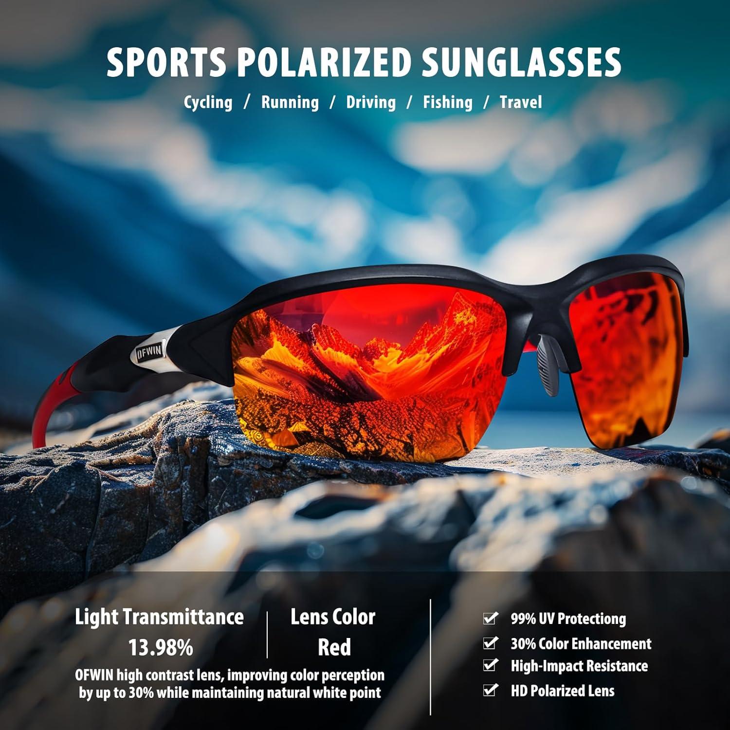 Gafas de sol deportivas polarizadas UV400 Marco negro mate