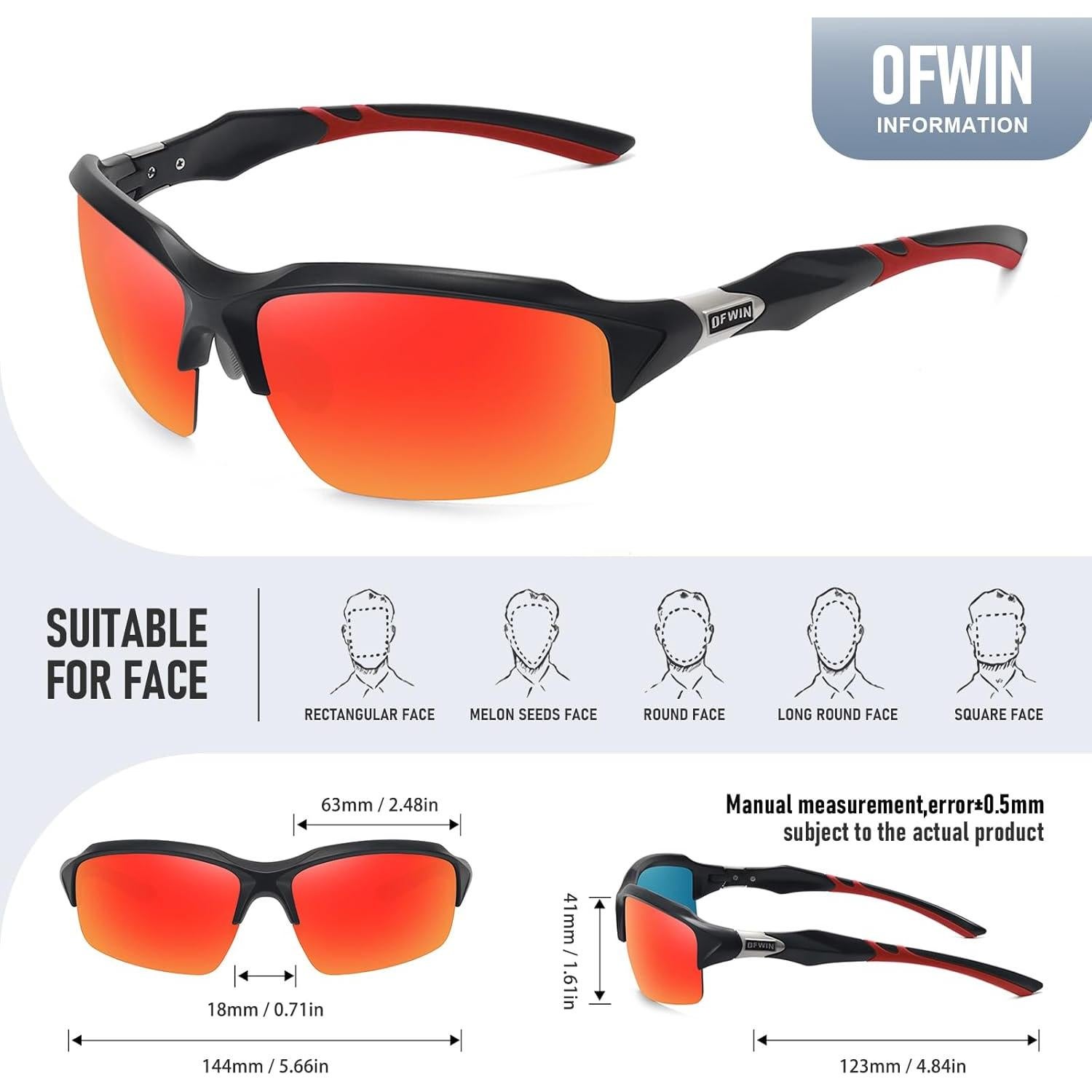 Gafas de sol deportivas polarizadas UV400 Marco negro mate