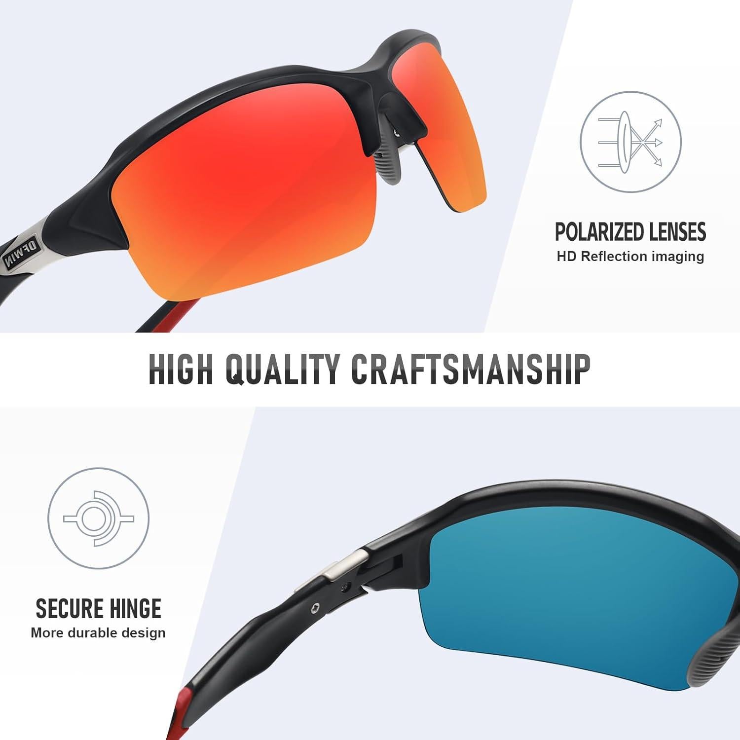 Gafas de sol deportivas polarizadas UV400 Marco negro mate
