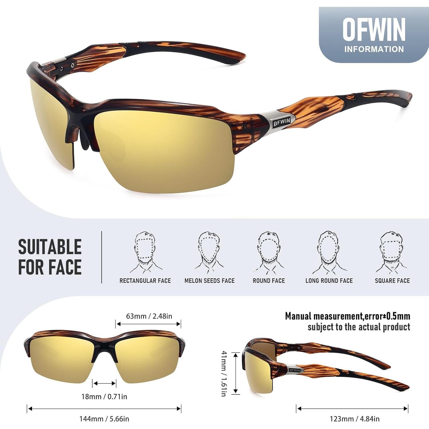 Gafas de sol deportivas UV400 Polarizadas Unisex 63mm