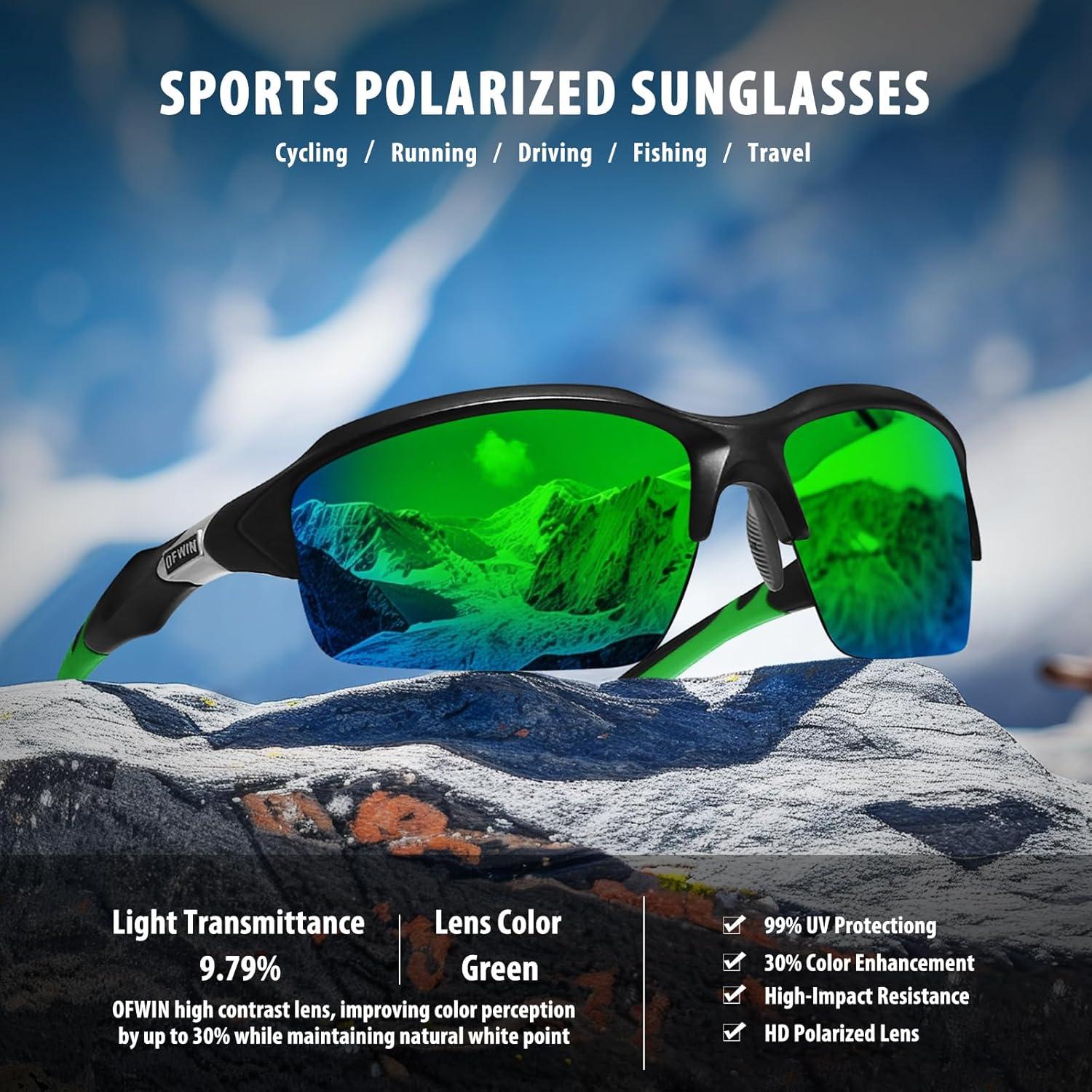 Gafas de sol deportivas UV400 Marco negro mate 63mm