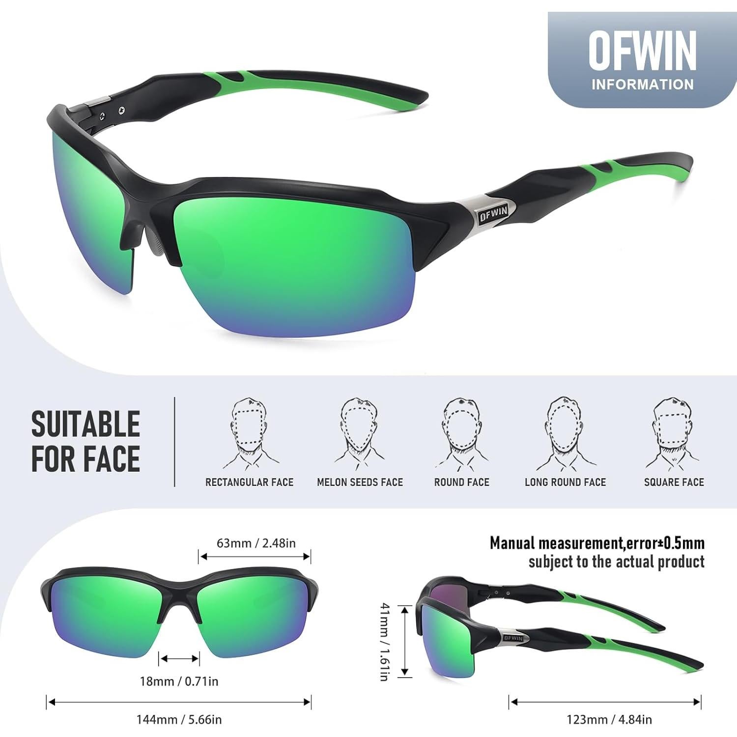 Gafas de sol deportivas UV400 Marco negro mate 63mm