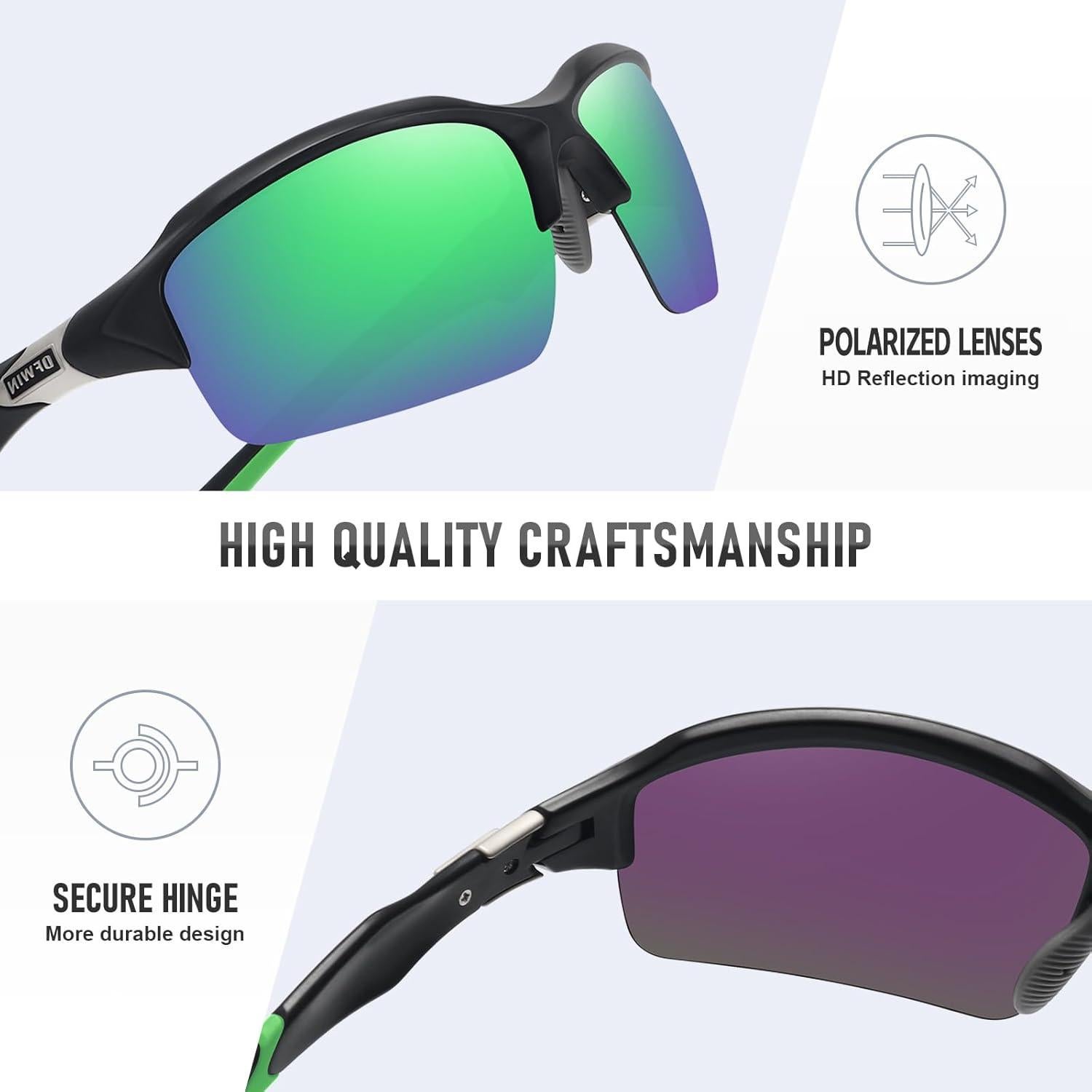 Gafas de sol deportivas UV400 Marco negro mate 63mm