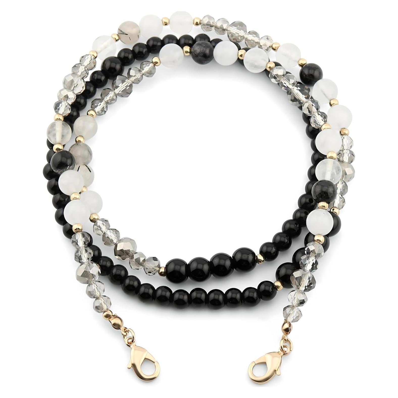 Cadena de Gafas de Piedra Preciosa Natural para Mujeres - Cuarzo Turmalina Negra