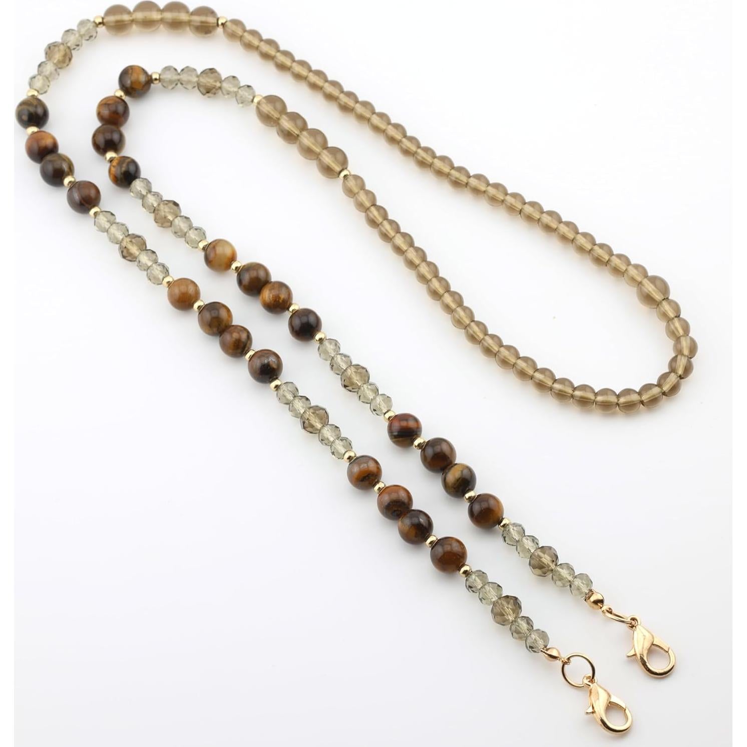 Cadena para Gafas de Piedra Preciosa Ojo de Tigre Dorado