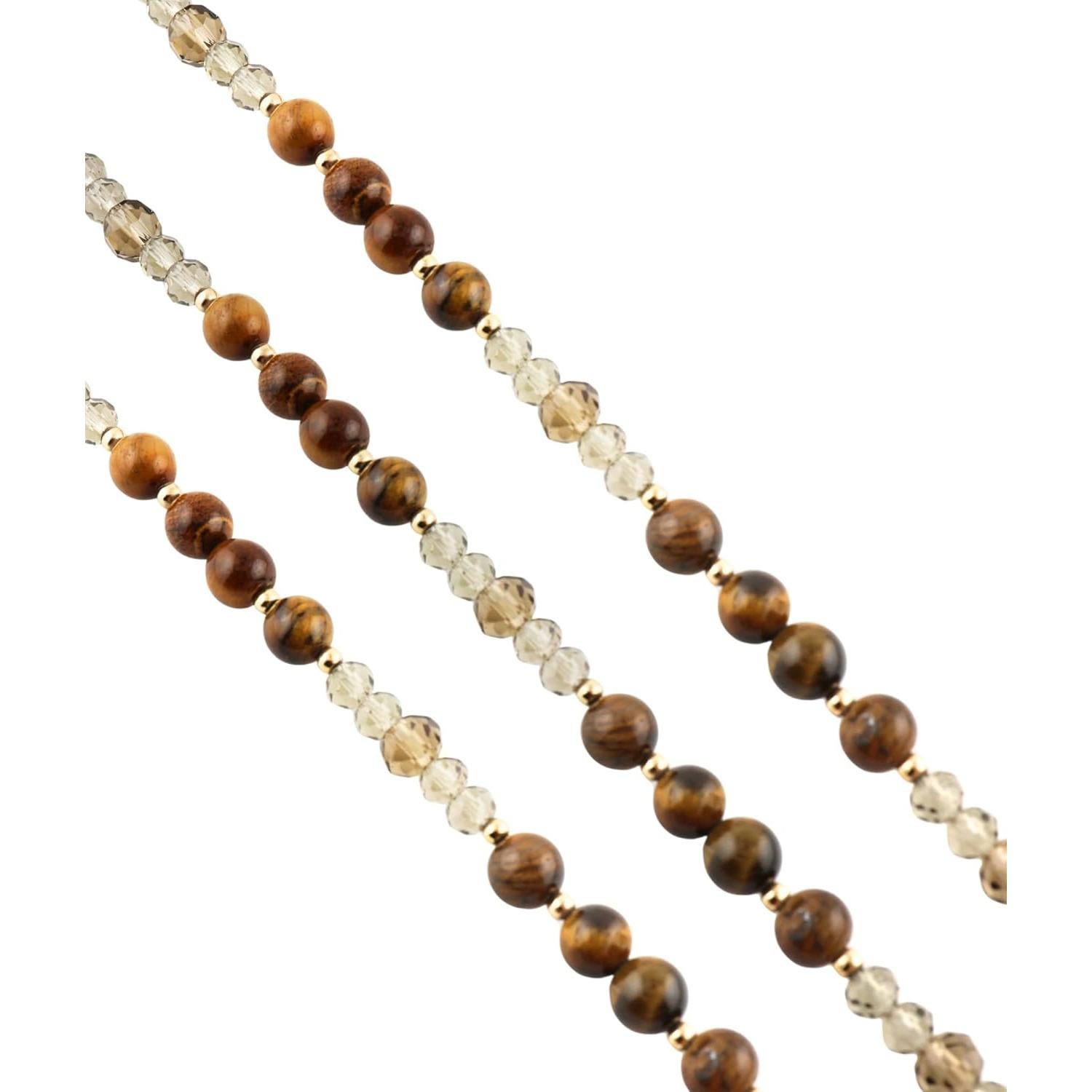 Cadena para Gafas de Piedra Preciosa Ojo de Tigre Dorado