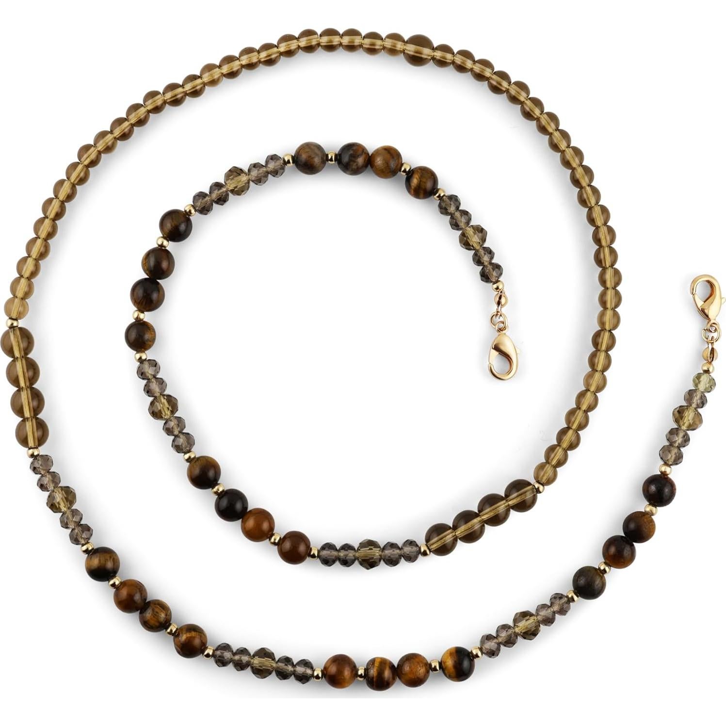 Cadena para Gafas de Piedra Preciosa Ojo de Tigre Dorado