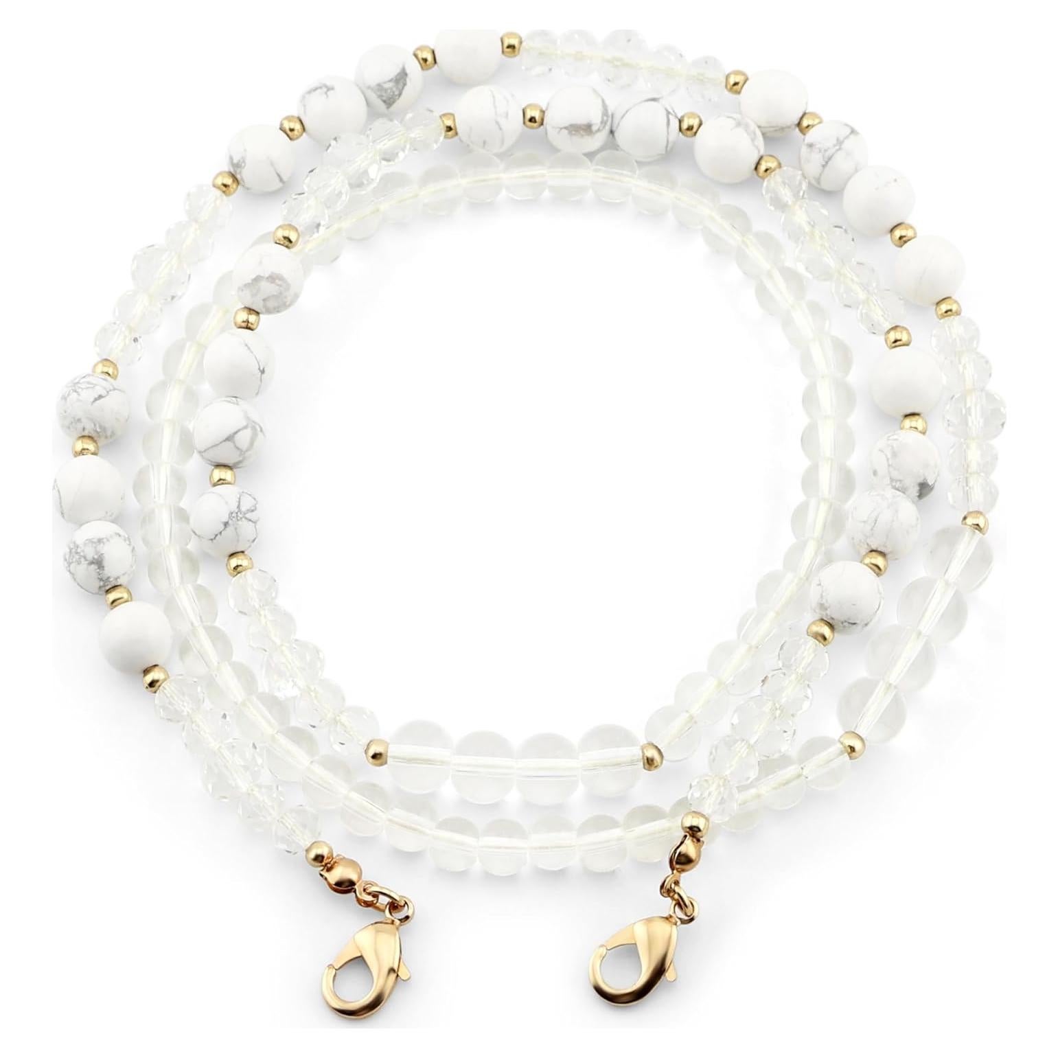 Cadena para Gafas de Piedra Preciosa Howlite Blanca