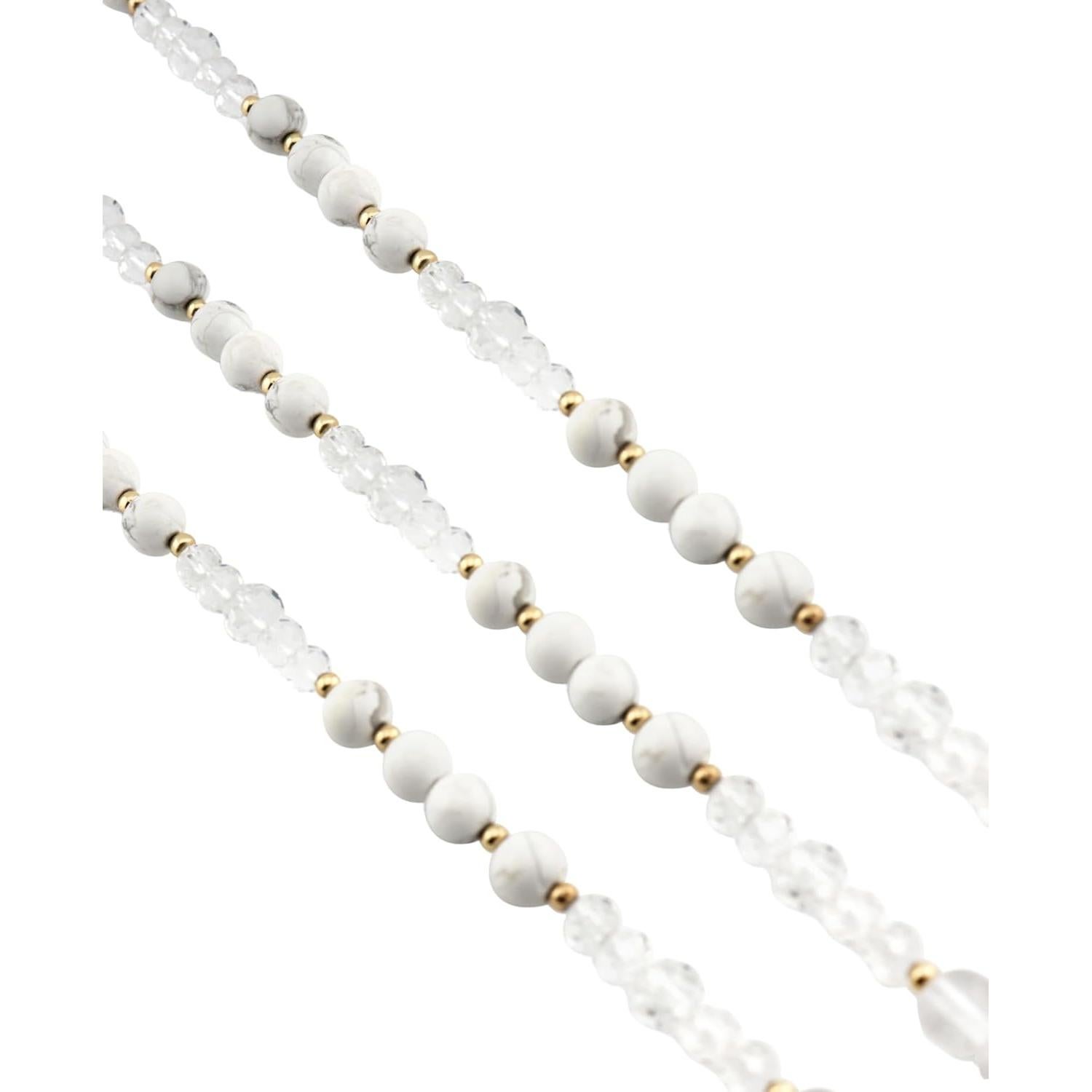 Cadena para Gafas de Piedra Preciosa Howlite Blanca