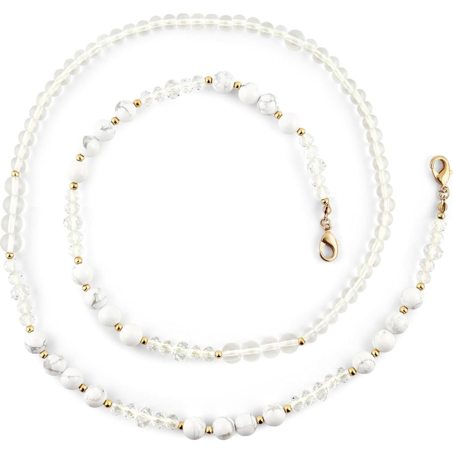 Cadena para Gafas de Piedra Preciosa Howlite Blanca