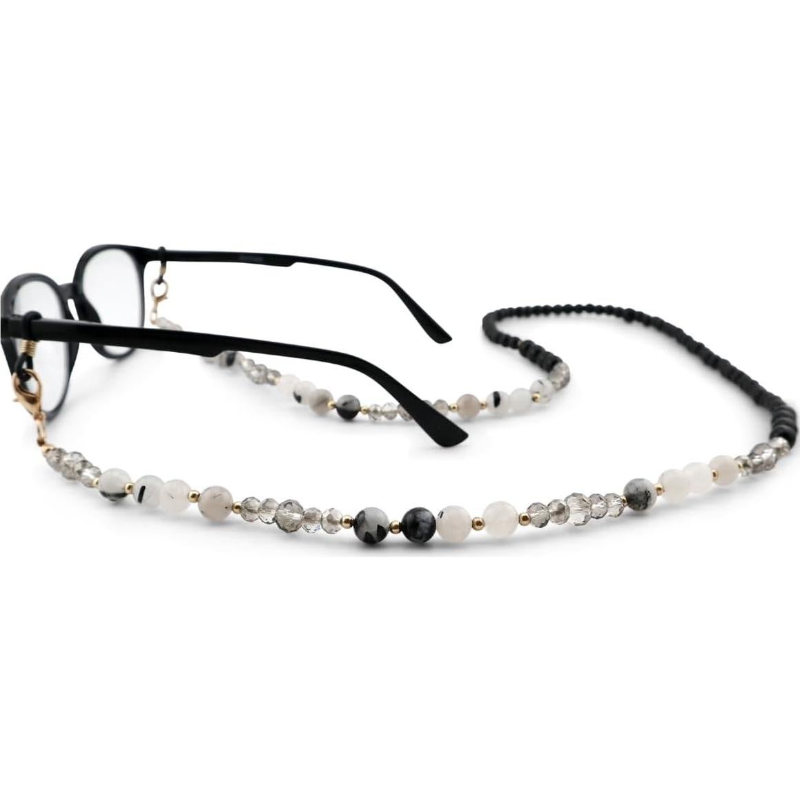Cadena para Gafas de Piedra Preciosa - Cuarzo Turmalina Negra