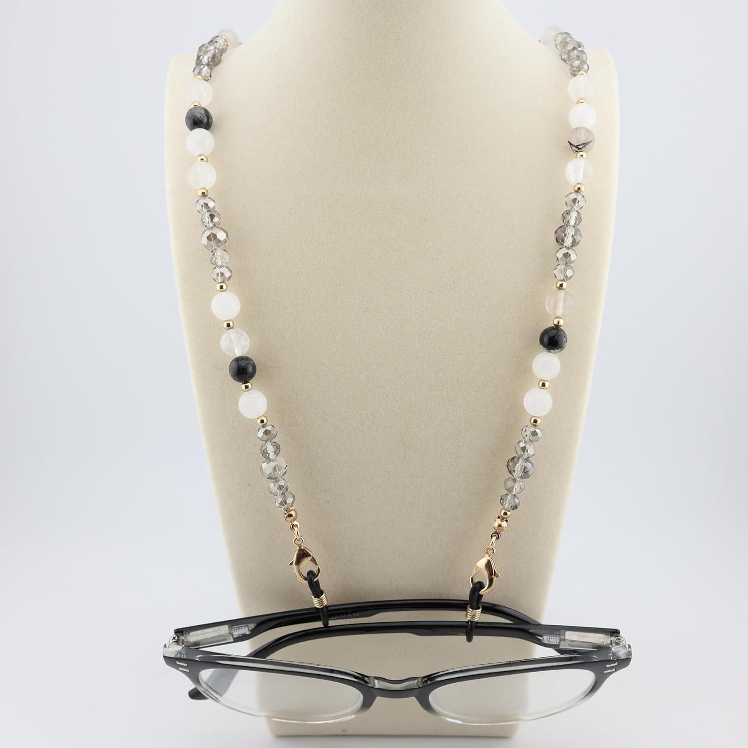 Cadena para Gafas de Piedra Preciosa - Cuarzo Turmalina Negra