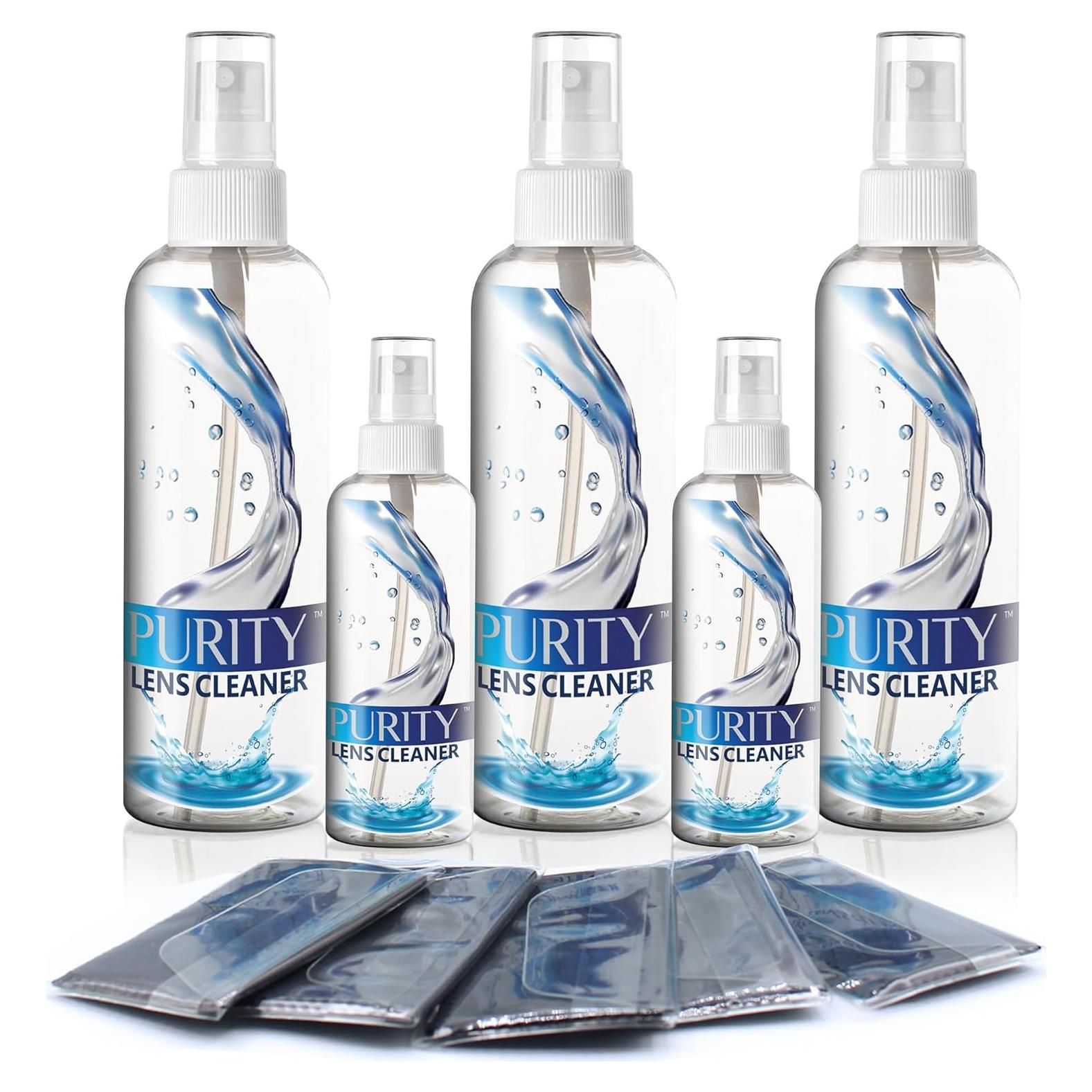 Kit Limpiador de Lentes Purity - 2x59ml + 3x236ml + 5 Paños