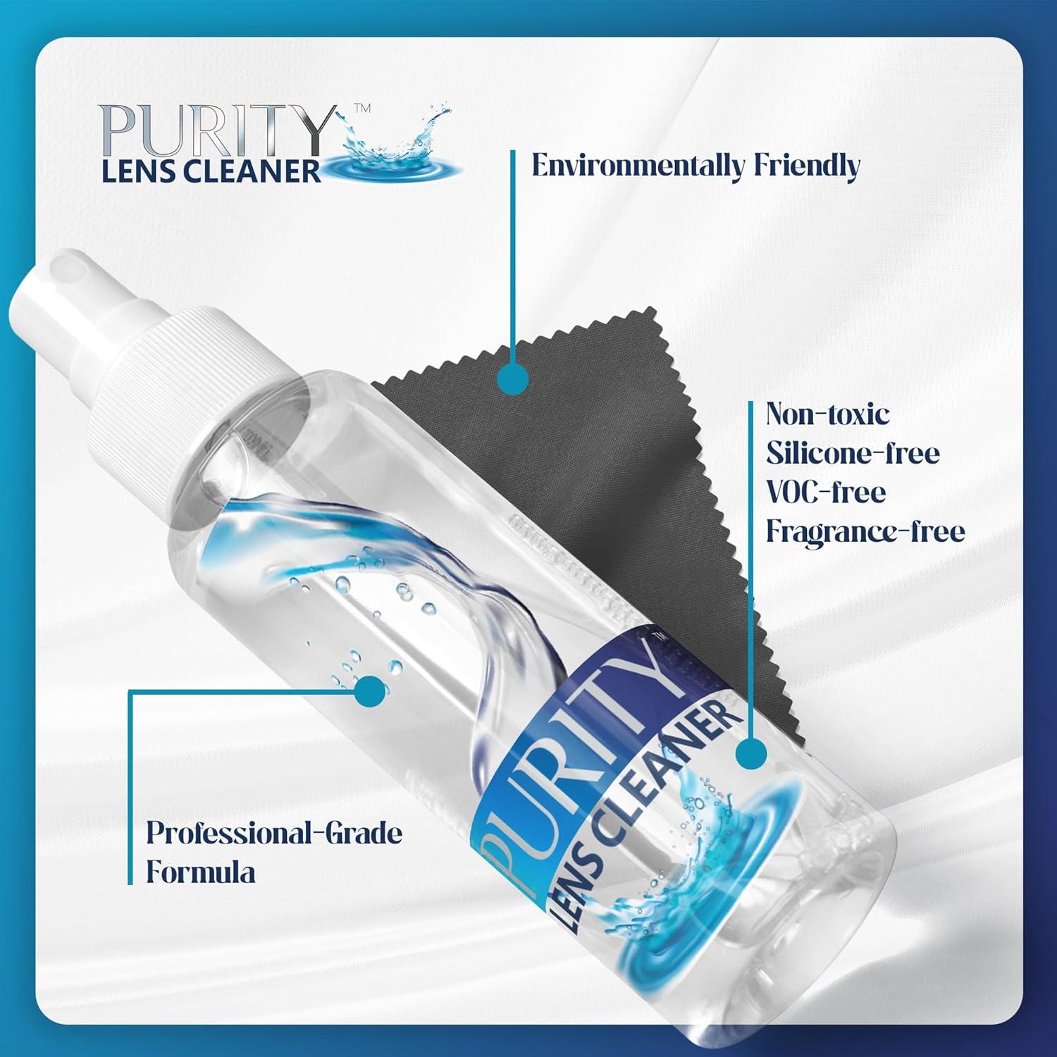 Kit Limpiador de Lentes Purity - 2x59ml + 3x236ml + 5 Paños
