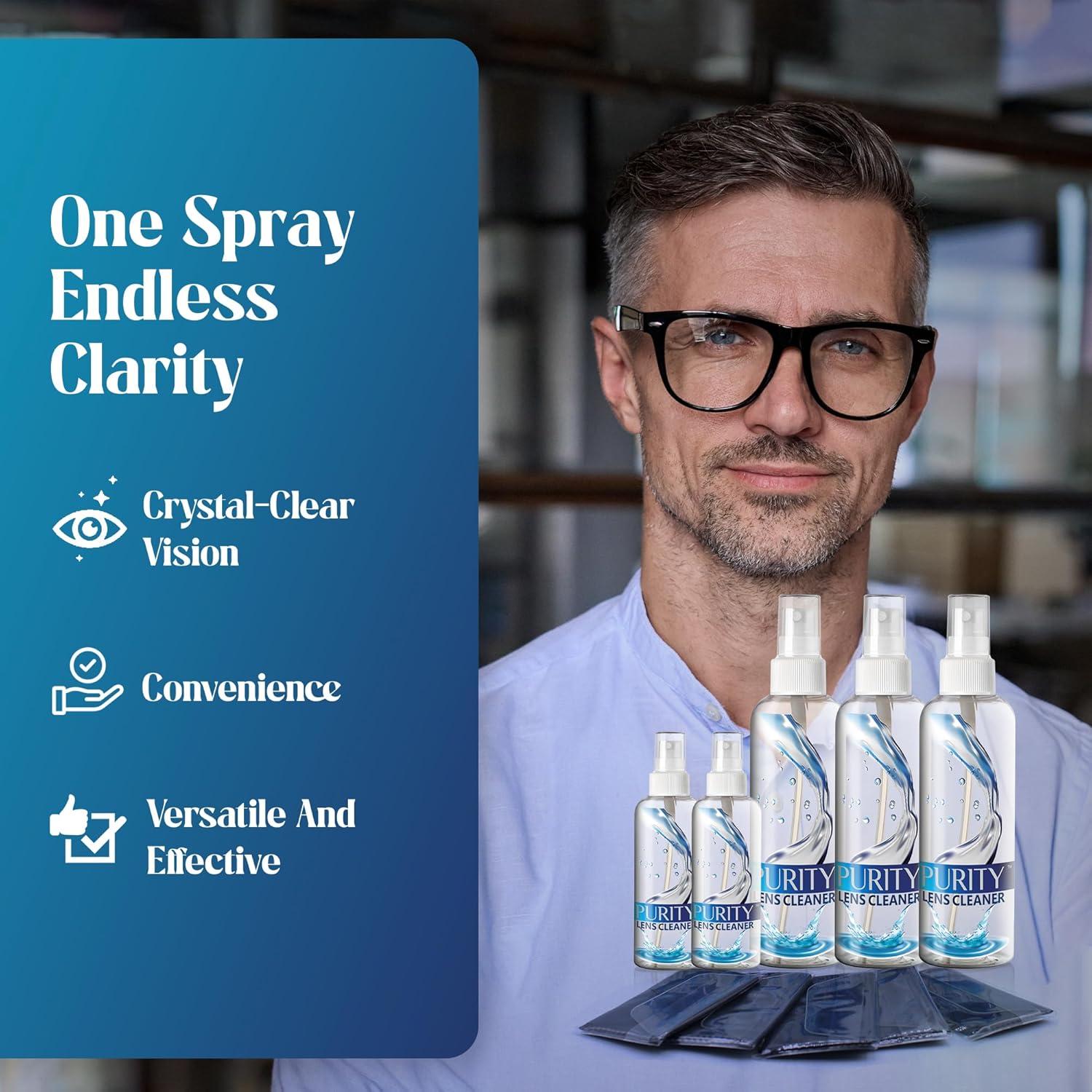 Kit Limpiador de Lentes Purity - 2x59ml + 3x236ml + 5 Paños