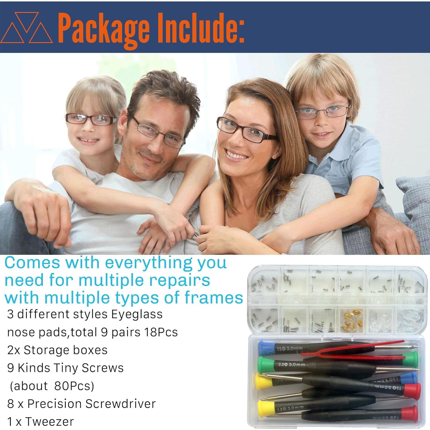 Kit de Reparación de Gafas Mingbuy con Almohadillas y Tornillos