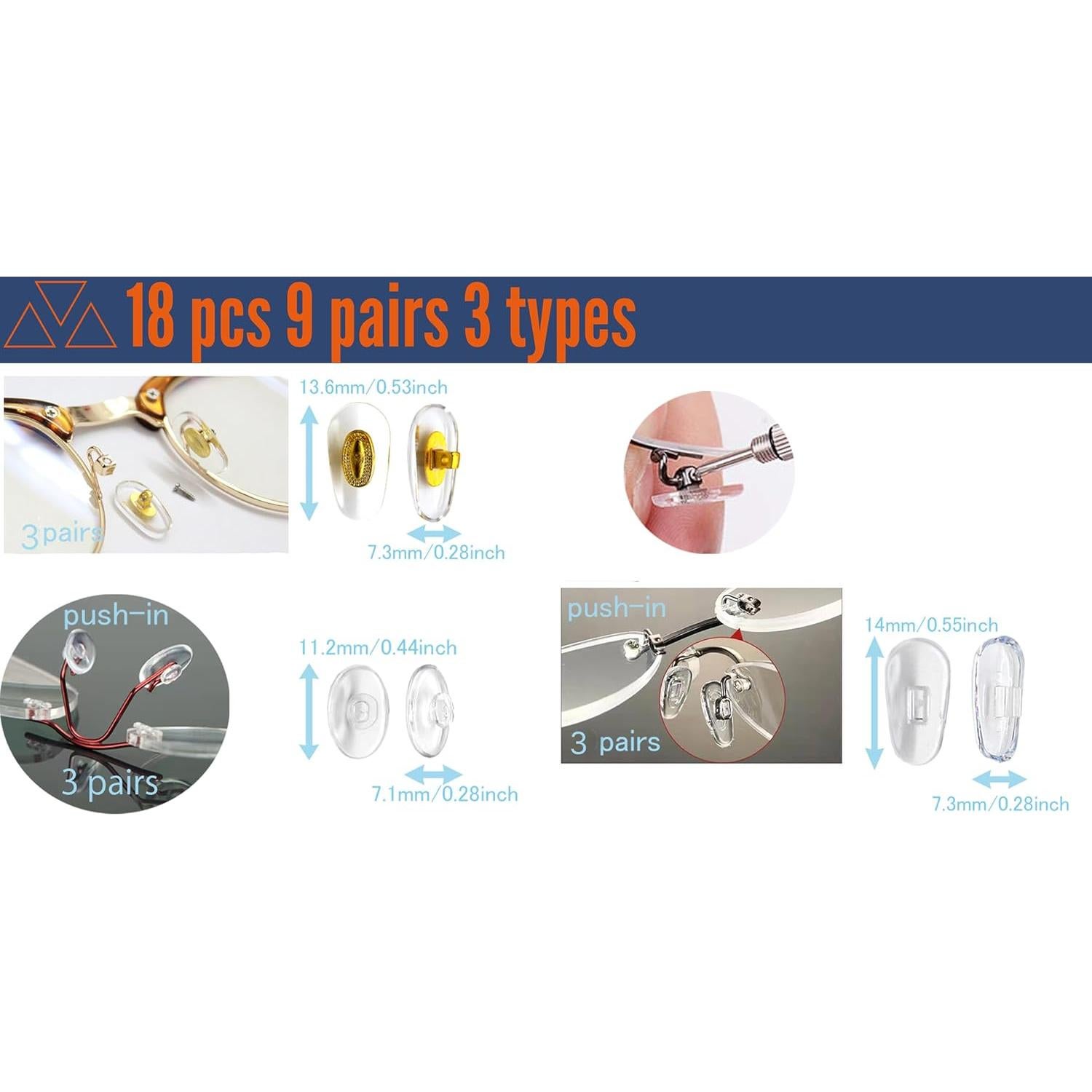 Kit de Reparación de Gafas Mingbuy con Almohadillas y Tornillos