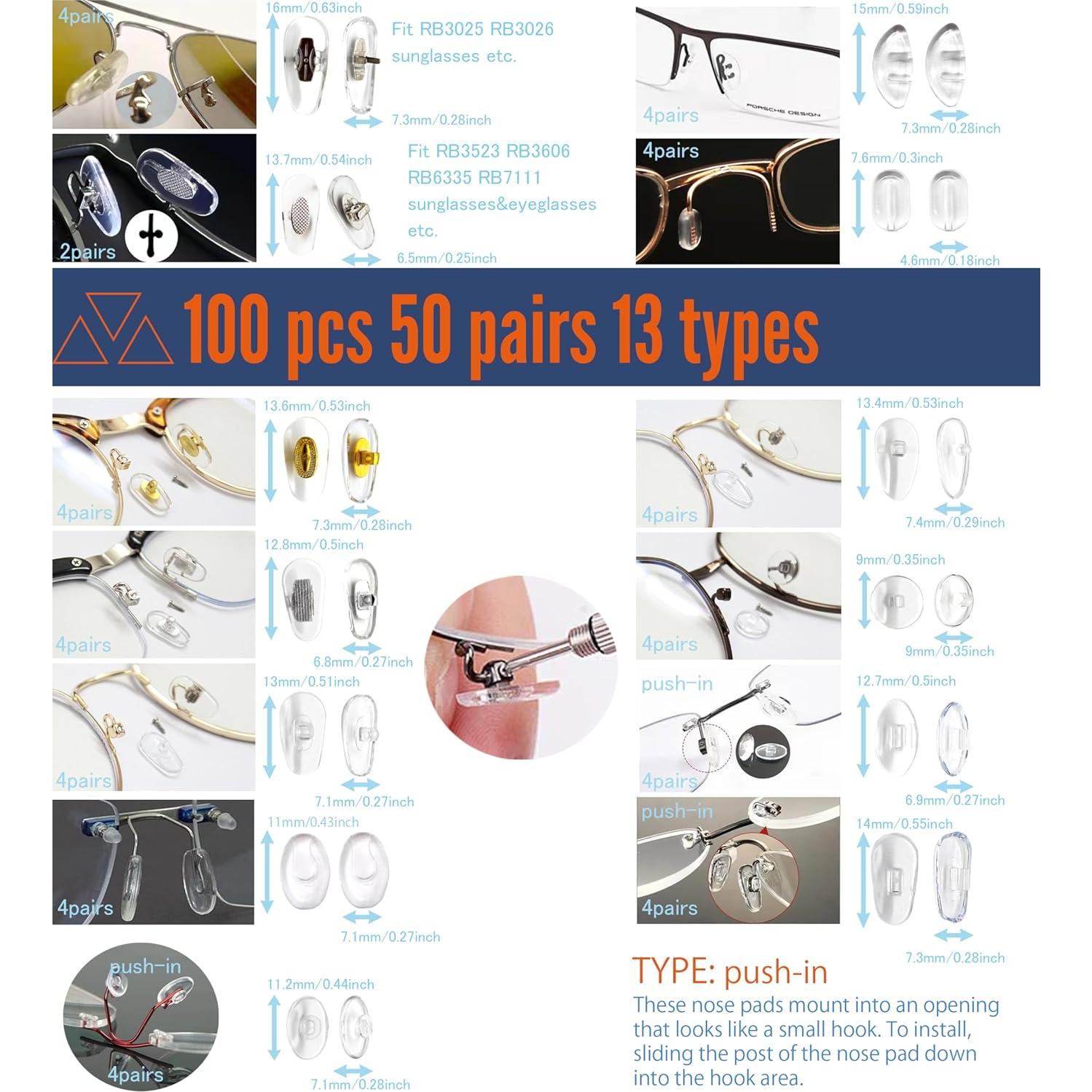 Kit de Reparación de Gafas Mingbuy con 100 Almohadillas