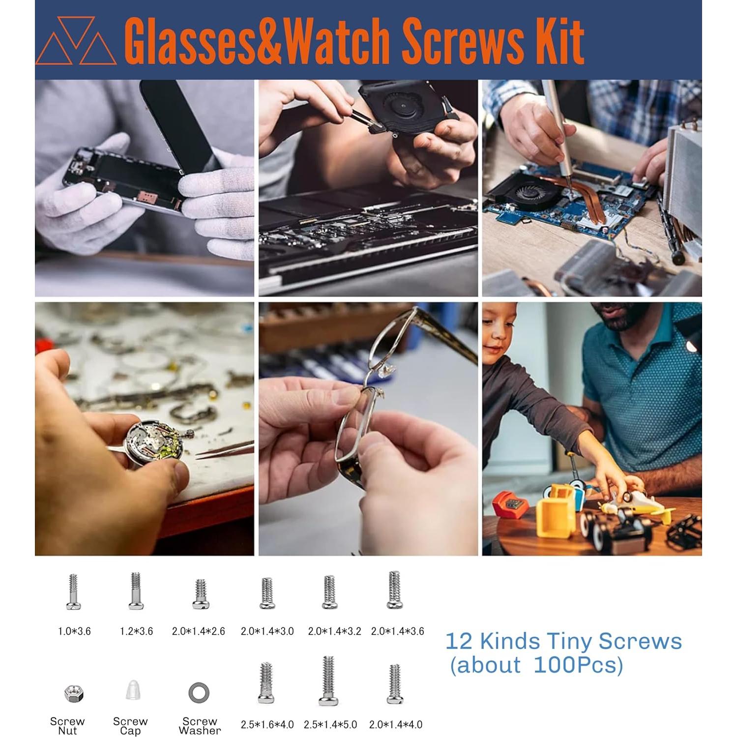 Kit de Reparación de Gafas Mingbuy 220 Pcs Almohadillas y Tornillos