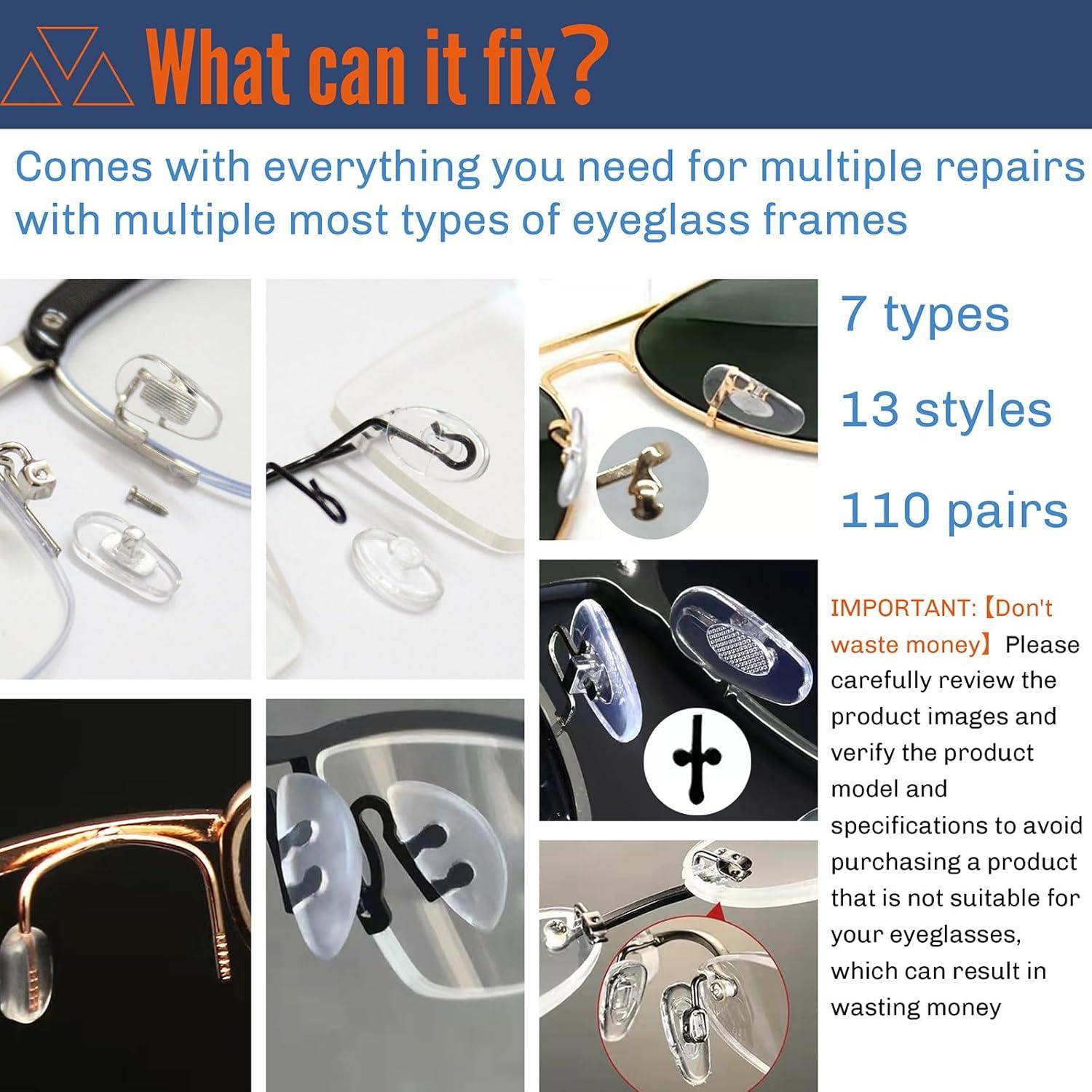 Kit de Reparación de Gafas Mingbuy 220 Pcs Almohadillas y Tornillos