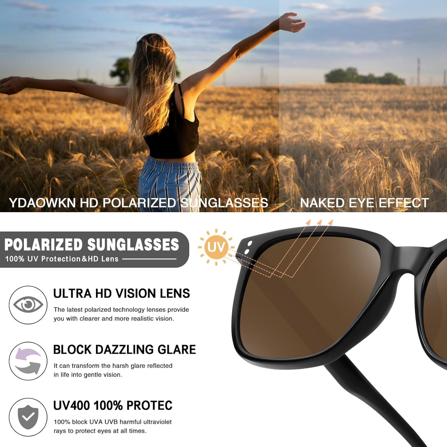 Gafas de sol polarizadas YDAOWKN UV400 unisex estilo retro