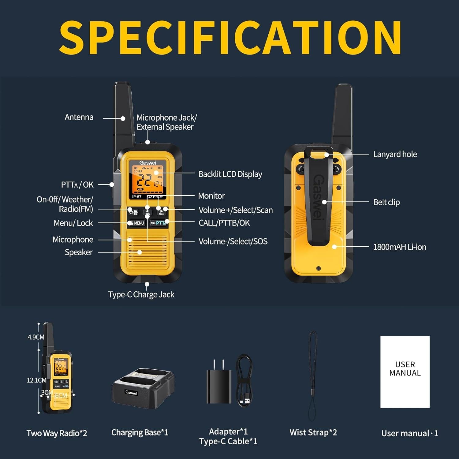 Walkie Talkies Flotantes Gaswei G2pro+ Impermeables 2 Paquete
