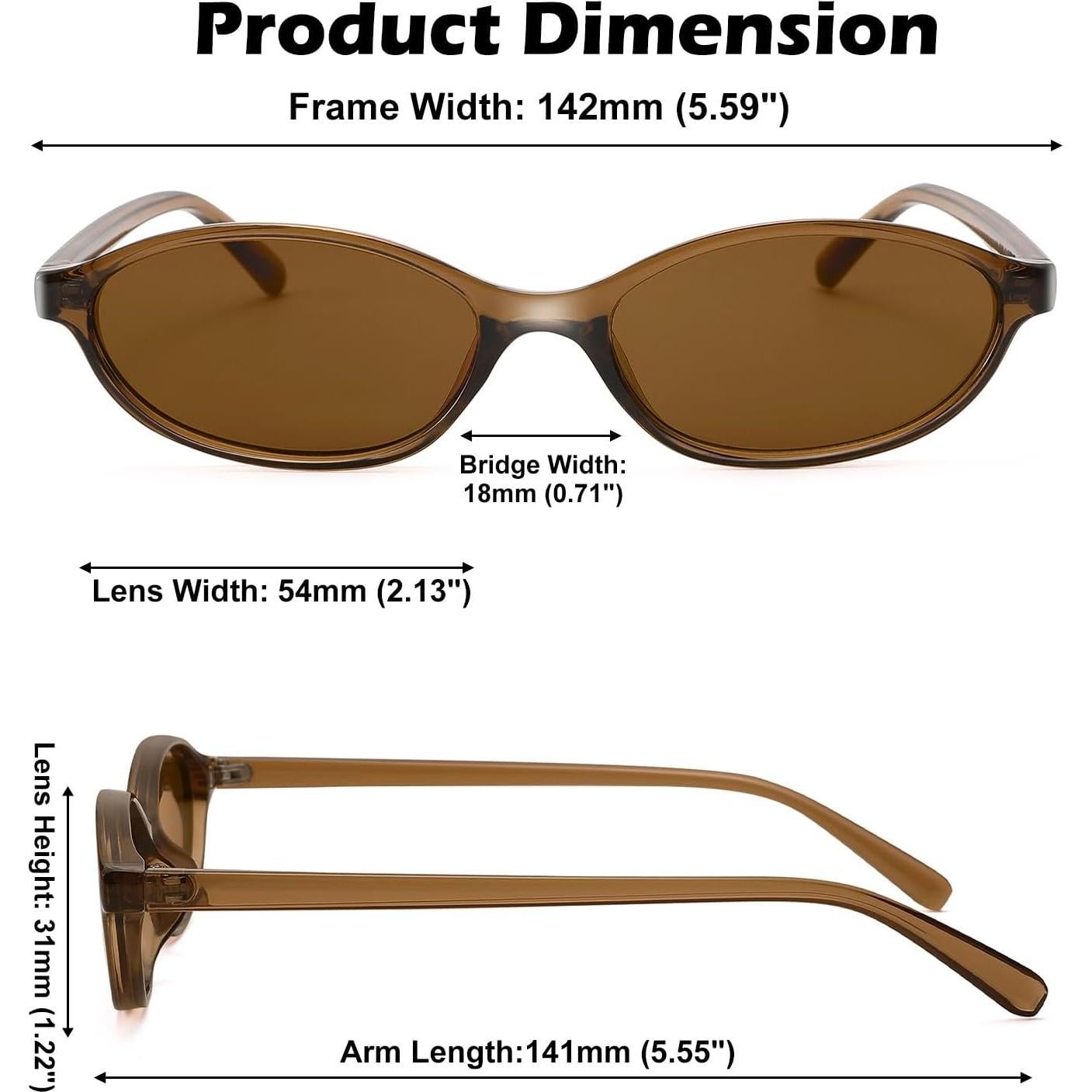 Gafas de sol ovaladas retro para mujeres - Y2K - 54mm