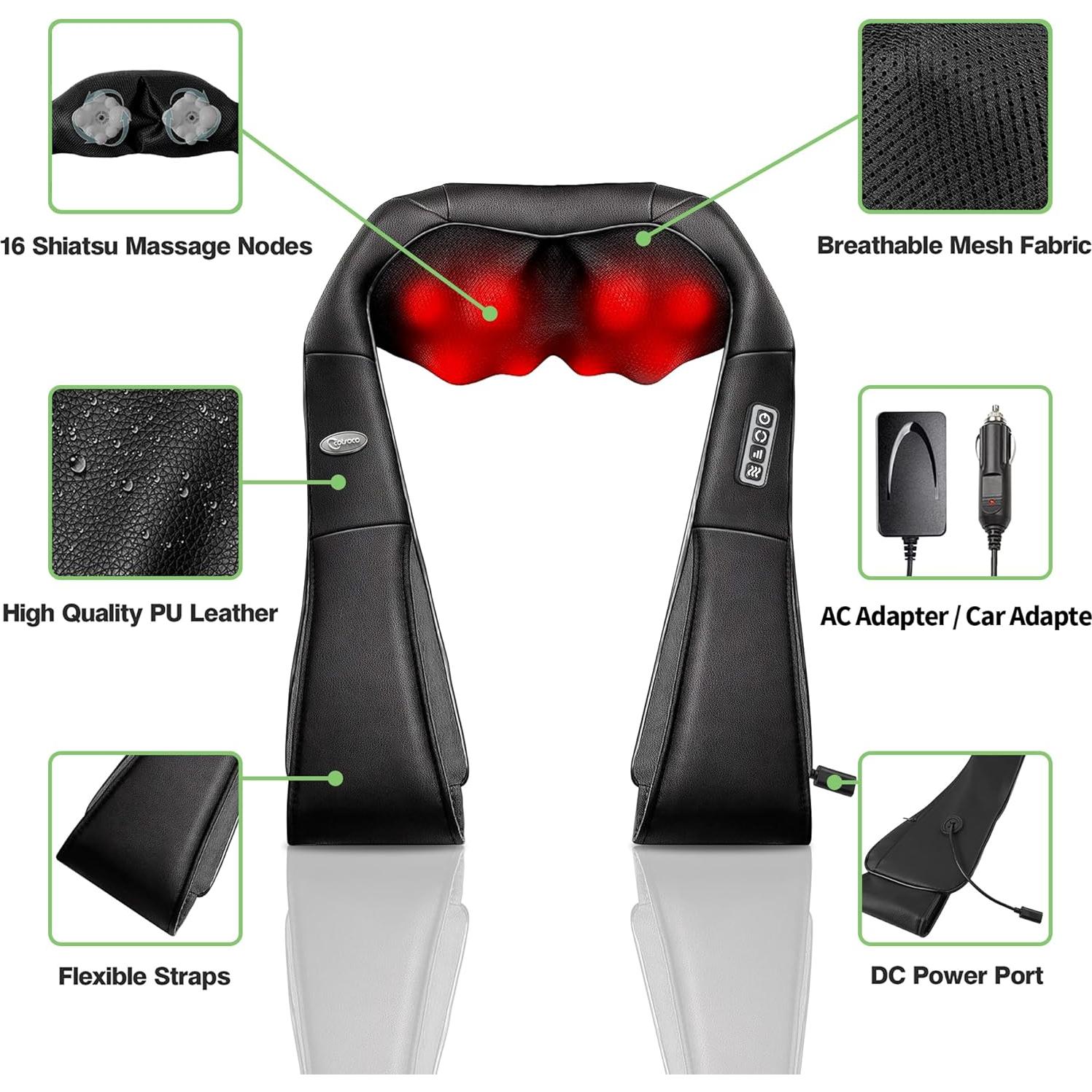 Masajeador Shiatsu Cotsoco M861-B con Calor y Almohada 3D