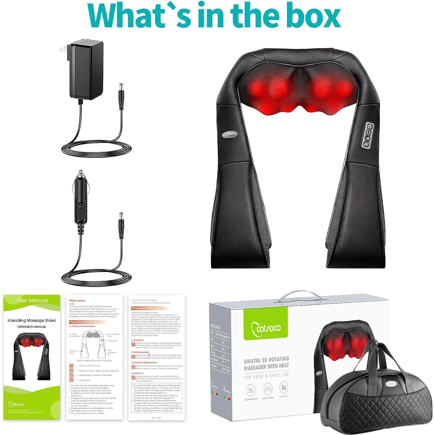 Masajeador Shiatsu Cotsoco M861-B con Calor y Almohada 3D