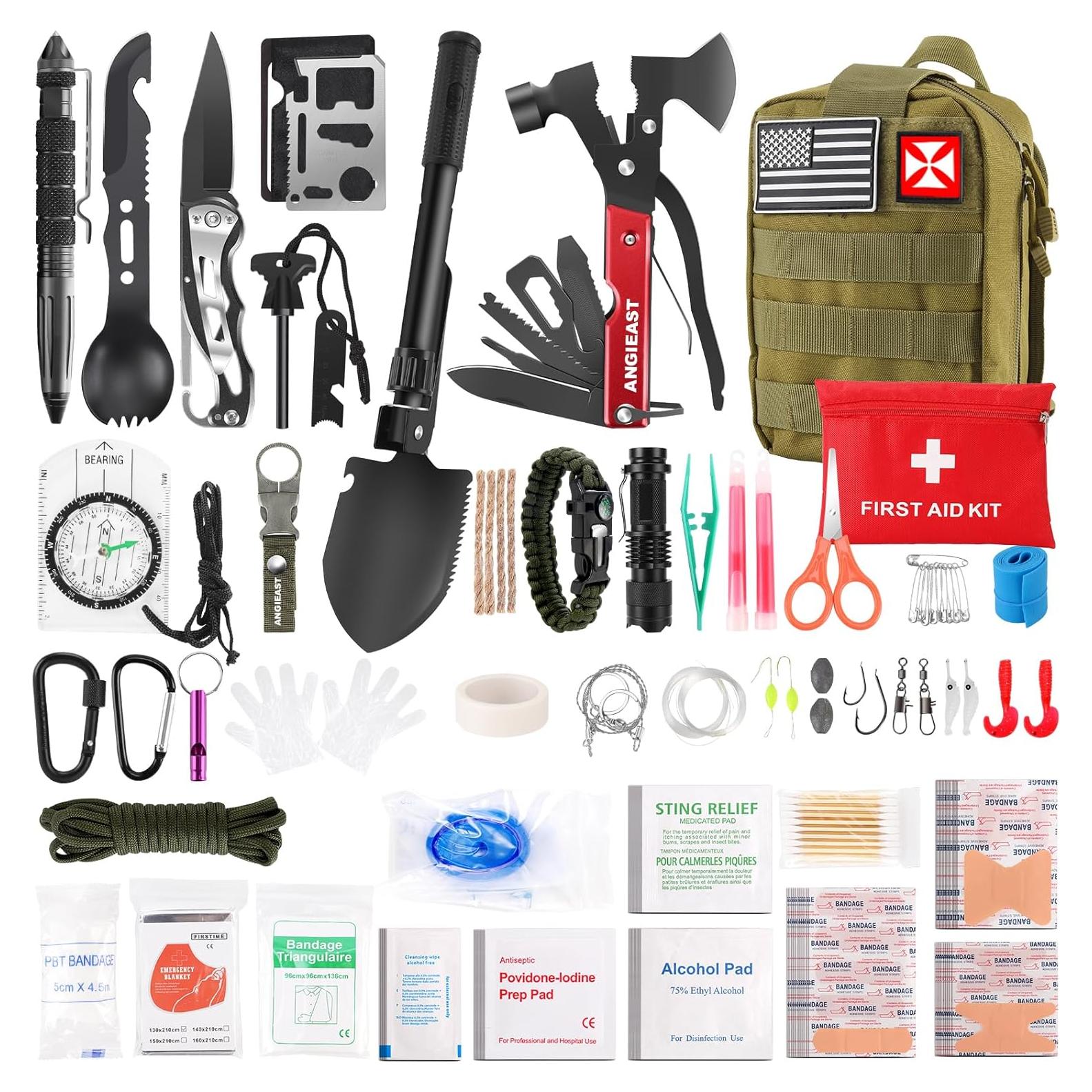 Kit de Supervivencia 256 en 1 Angieast con Primeros Auxilios
