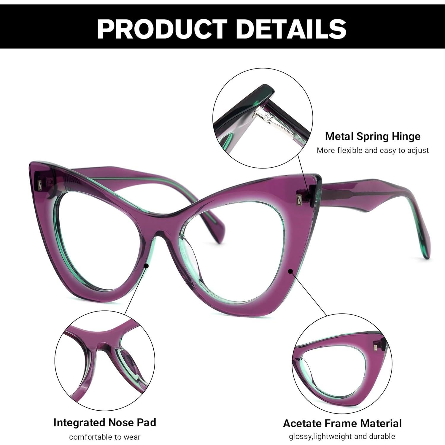 Gafas de Ojo de Gato Zeelool para Mujeres - Acetato Morado